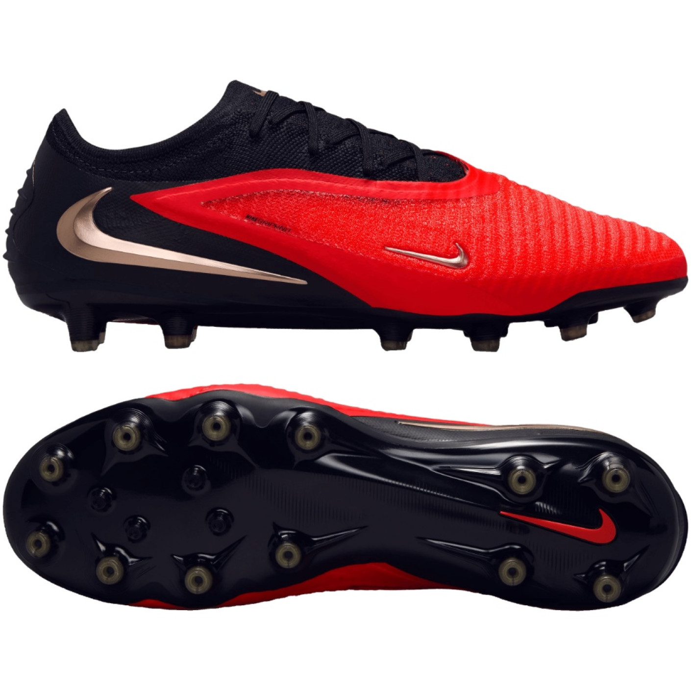 Nike Phantom 6 Low Elite Kunstgras Voetbalschoenen (AG) Zwart Felrood Goud