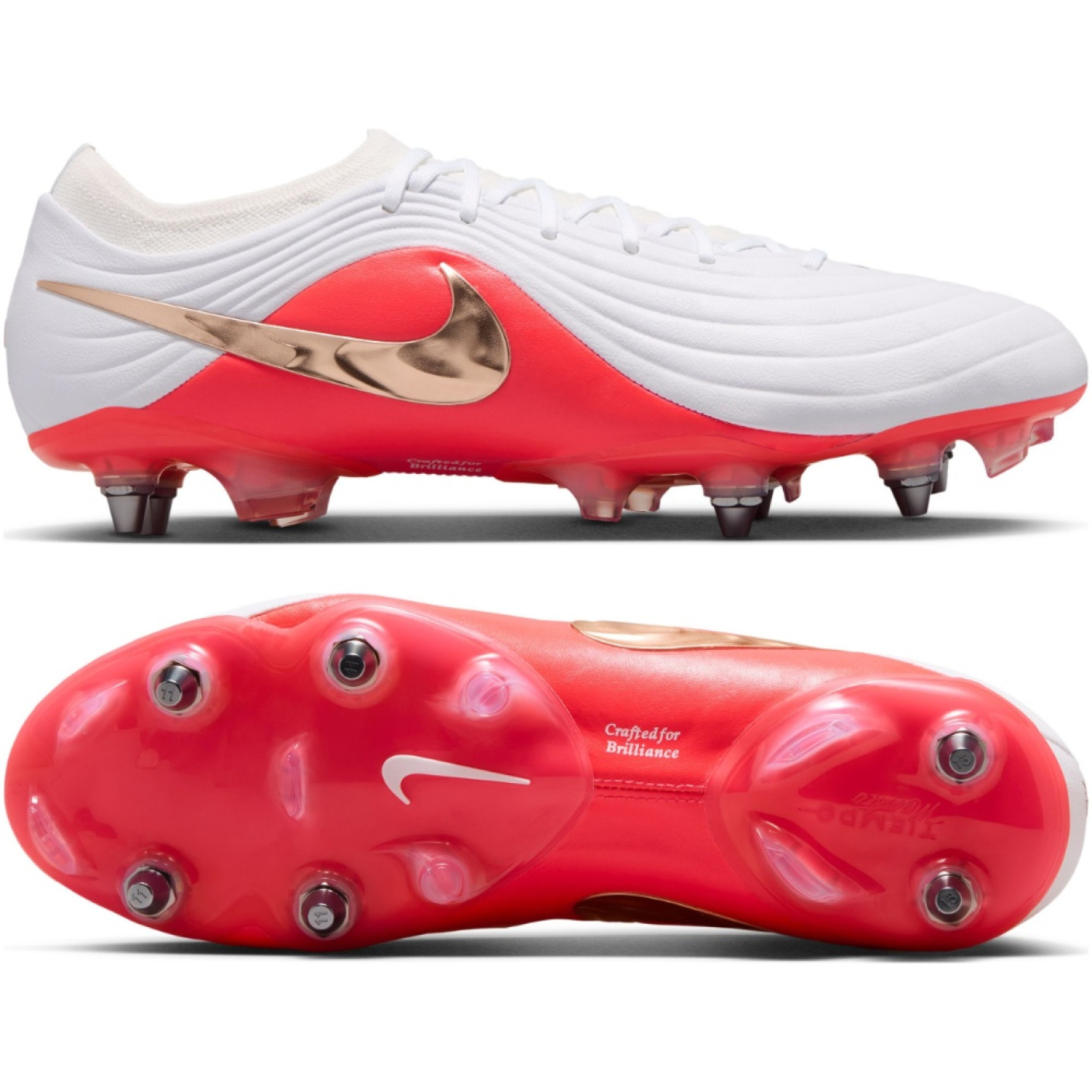 Nike Tiempo Maestro Elite IJzeren-Nop Voetbalschoenen (SG) Wit Felrood Goud