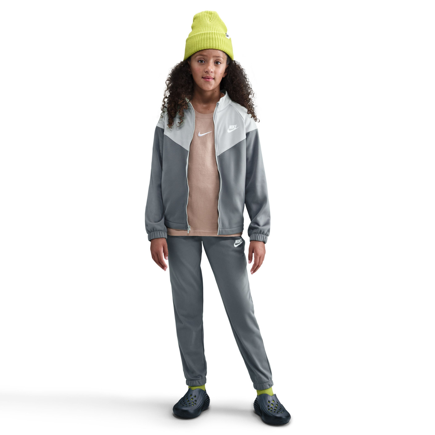 Survêtement Nike Sportswear à fermeture éclair pour Enfants, gris foncé, gris clair, blanc