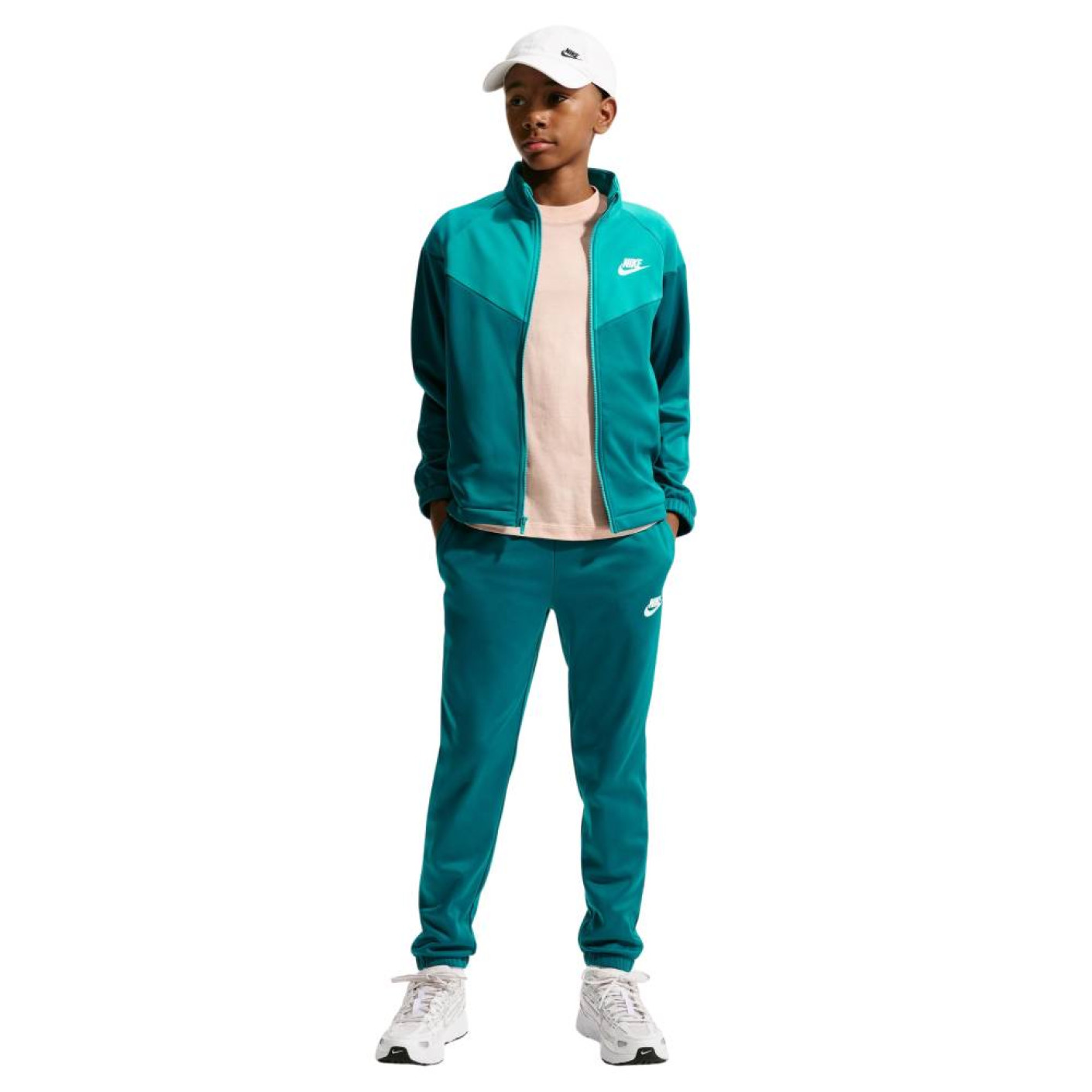 Survêtement Nike Sportswear à fermeture éclair pour Enfants, bleu sarcelle, vert clair, blanc