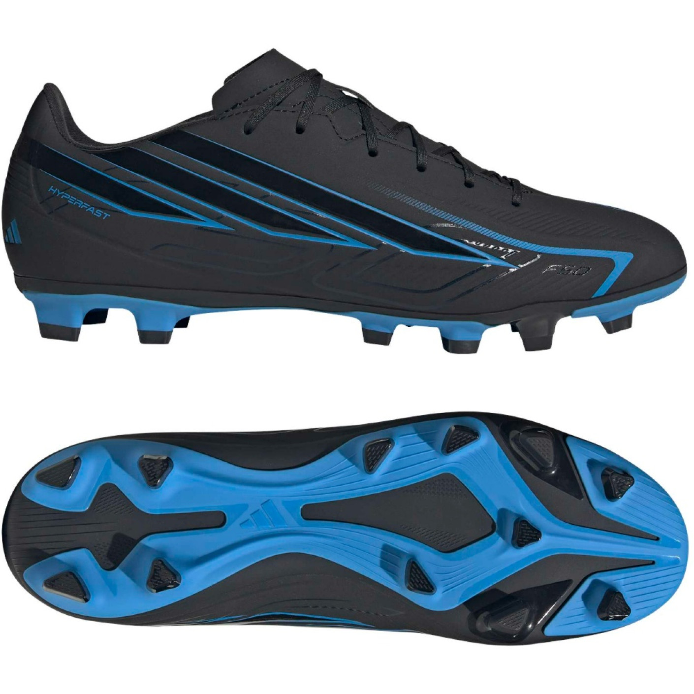 adidas F50 Club Gazon Naturel Gazon Artificiel Chaussures de Foot (MG) Noir Noir Bleu