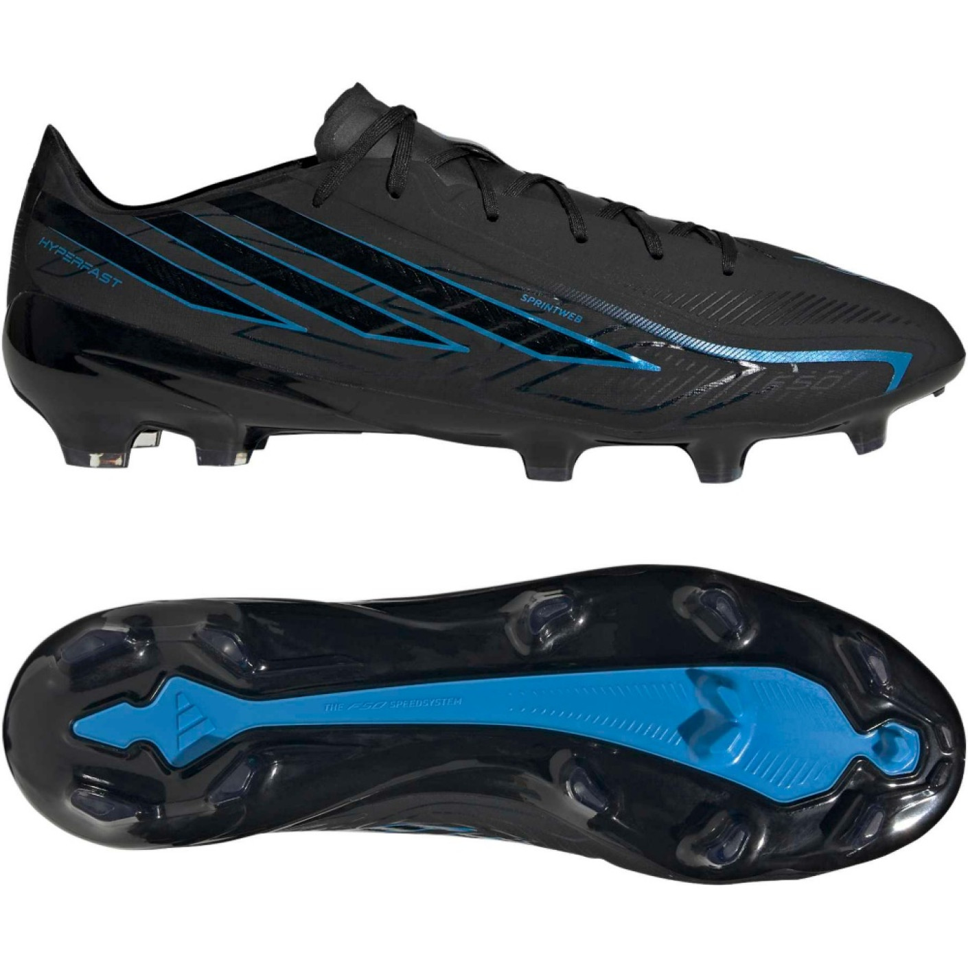adidas F50 Hyperfast Pro Gazon Naturel Chaussures de Foot (FG) Noir Noir Bleu