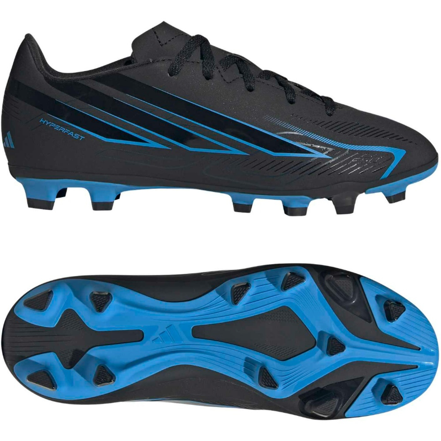 adidas F50 Hyperfast Club Gras / Kunstgras Voetbalschoenen (MG) Kids Zwart Zwart Blauw