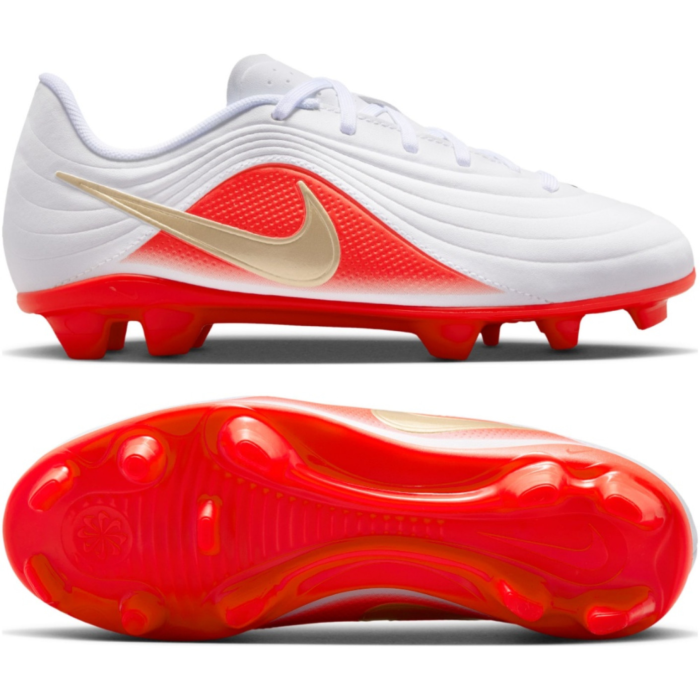 Nike Tiempo Maestro Club Gras / Kunstgras Voetbalschoenen (MG) Kids Wit Felrood Goud