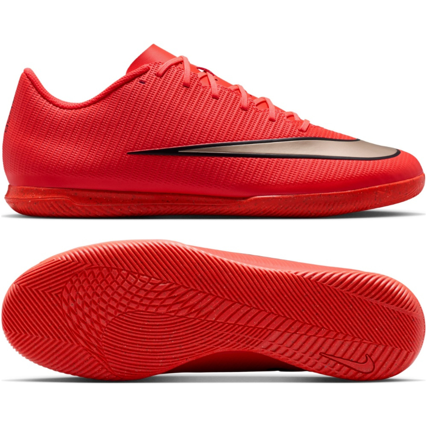 Nike Mercurial Vapor 17 Club Chaussures de Foot en Salle (IN) Rouge Vif Noir Doré