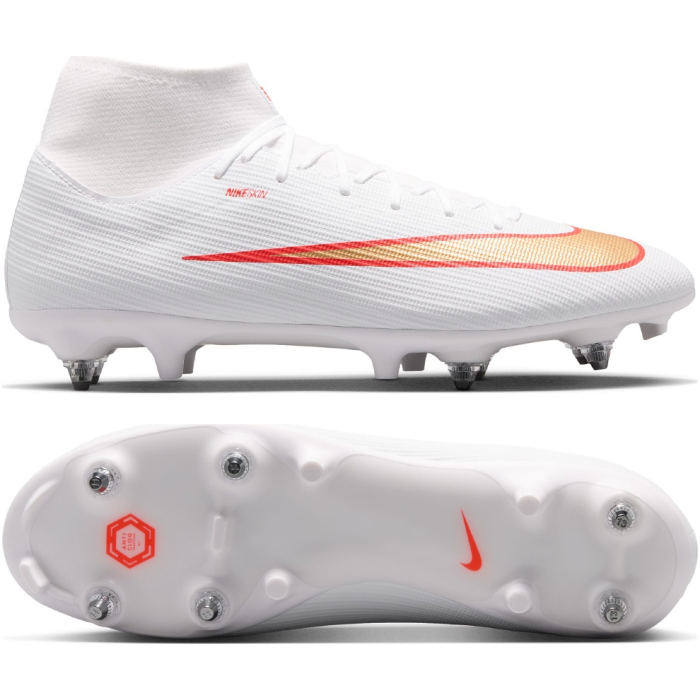 Nike Mercurial Superfly 11 Academy IJzeren-Nop Voetbalschoenen (SG) Anti-Clog Wit Felrood Goud