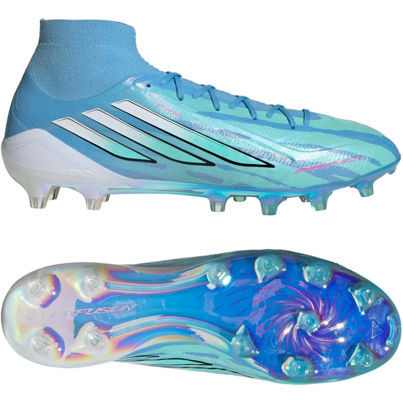 adidas F50 Sparkfusion Trinity Elite Gazon Naturel Artificiel Chaussures de Foot (MG) Femmes Rose Blanc
