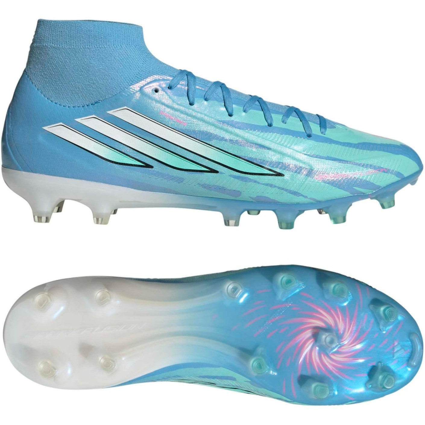 adidas F50 Sparkfusion Trinity Pro Gazon Naturel Artificiel Chaussures de Foot (MG) Femmes Bleu Bleu Vif Rose Vif