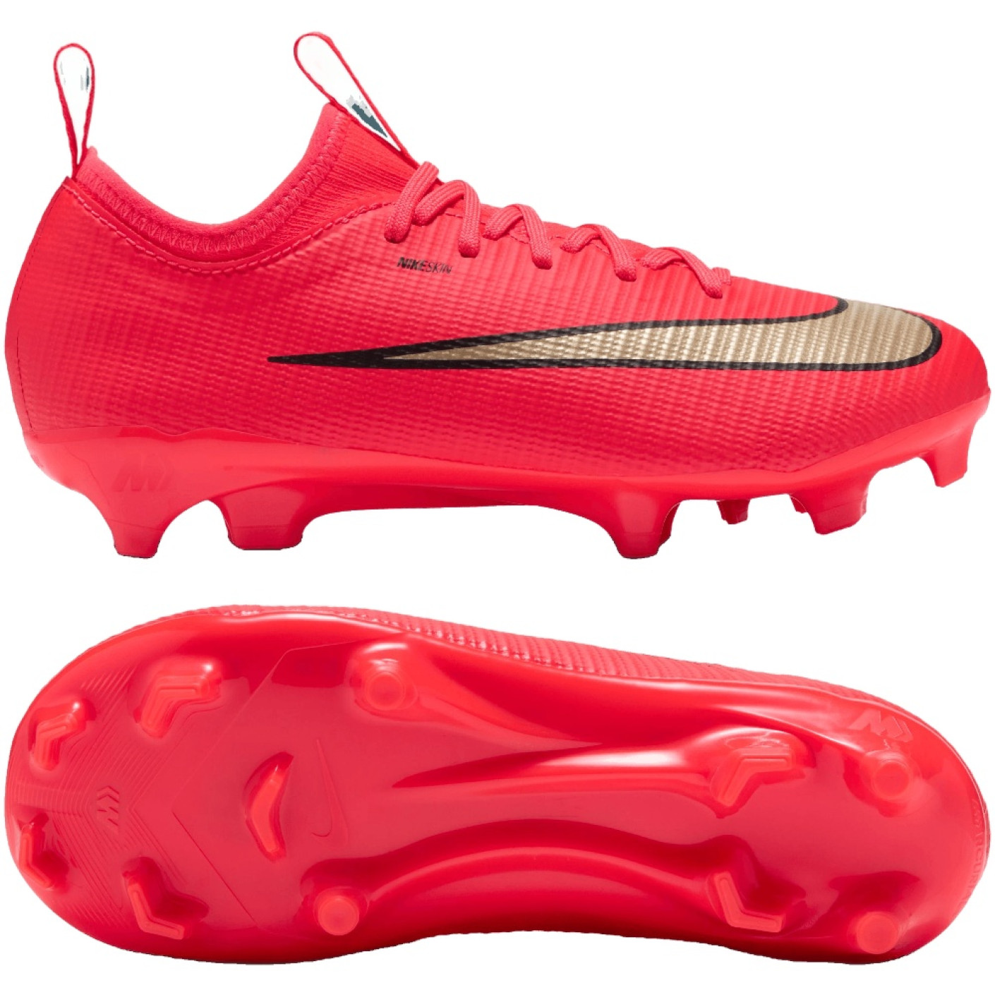 Nike Mercurial Vapor 17 Academy Gazon Naturel Gazon Artificiel Chaussures de Foot (MG) Tout-Petits Rouge Vif Noir Doré