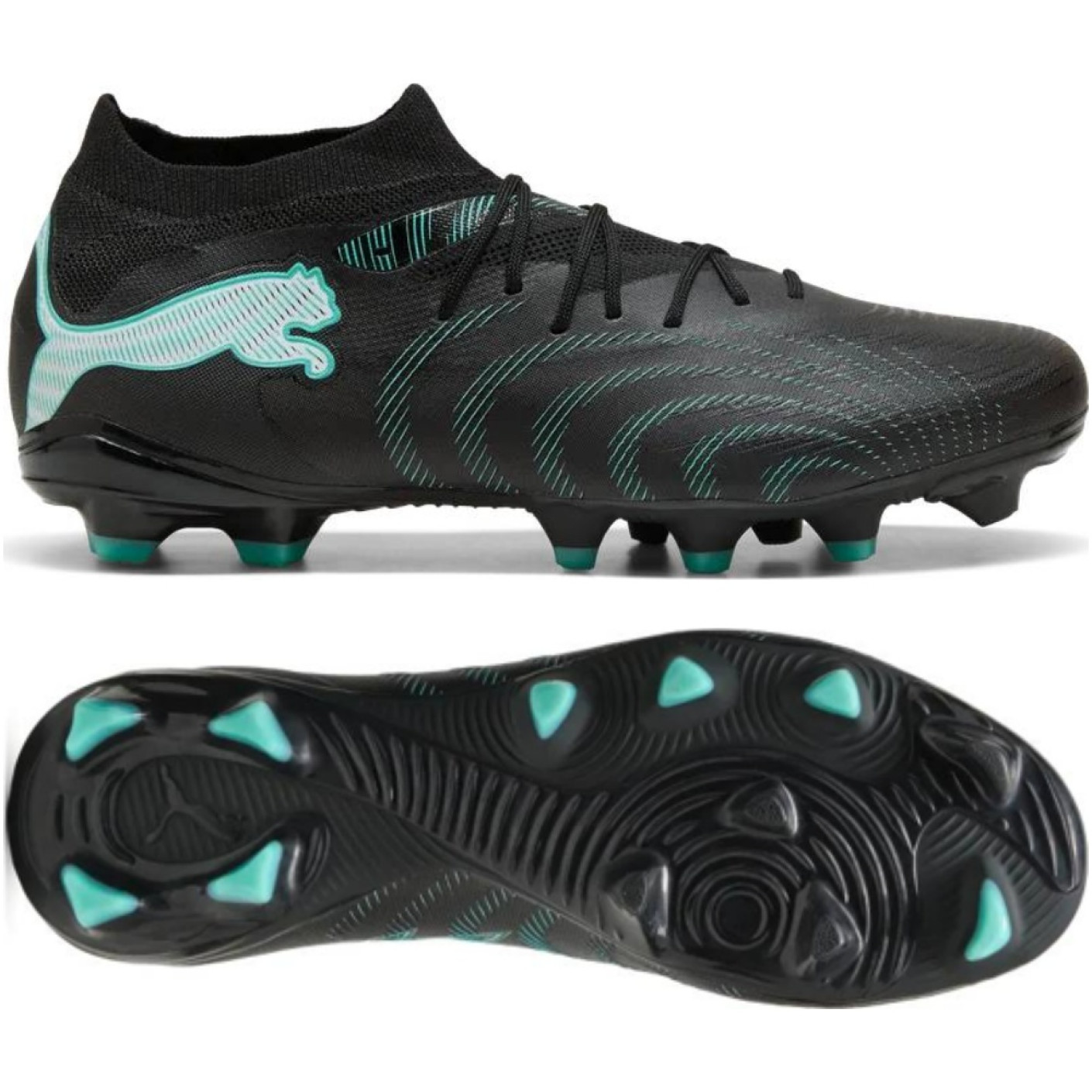 PUMA Future 9 Match Gras / Kunstgras Voetbalschoenen (MG) Zwart Intense Mint Wit