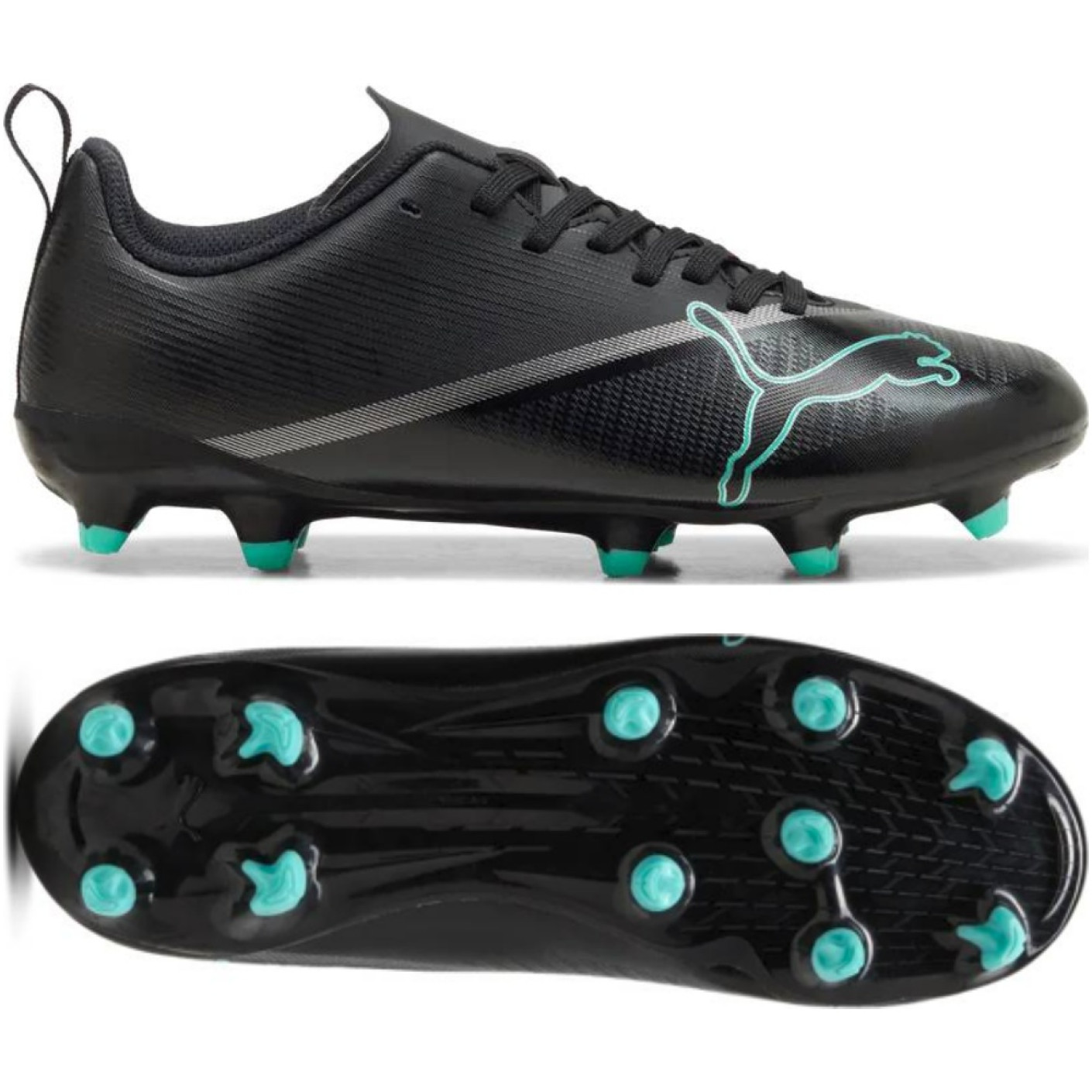 PUMA Ultra 7 Play Gras / Kunstgras Voetbalschoenen (MG) Kids Zwart Intense Mint
