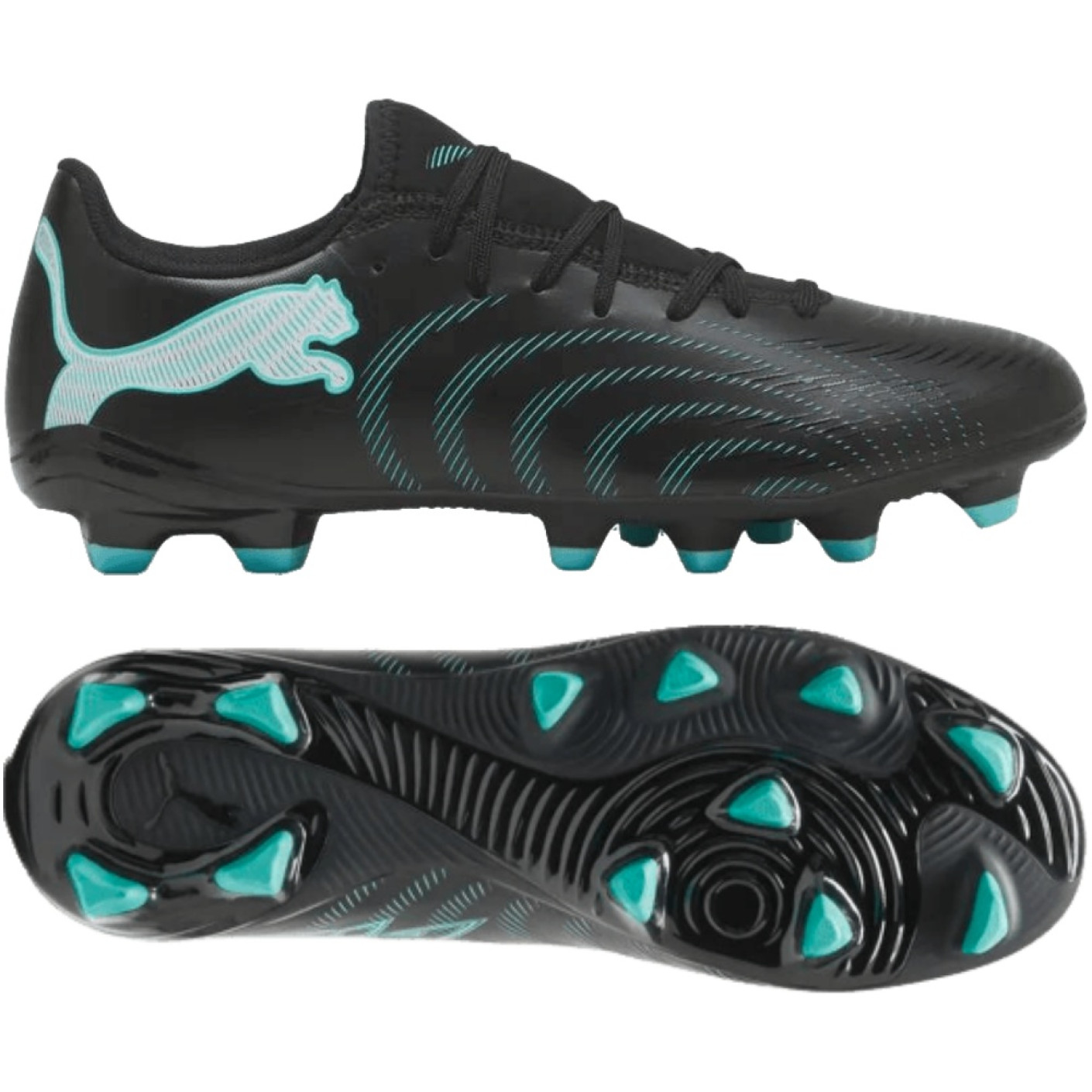PUMA Future 9 Play Gras / Kunstgras Voetbalschoenen (MG) Zwart Intense Mint Wit