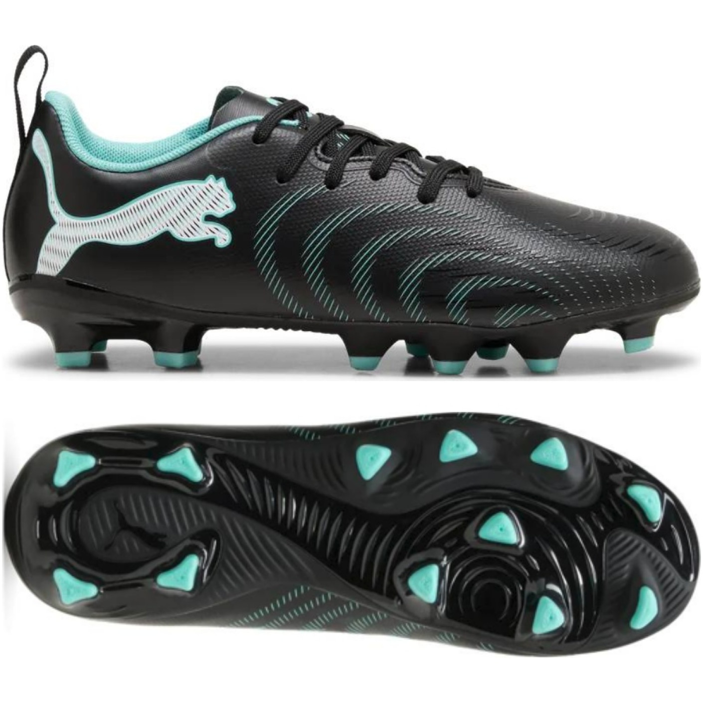 PUMA Future 9 Play Gazon Naturel / Artificiel Chaussures de Foot (MG) Enfants Noir Intense Mint Blanc