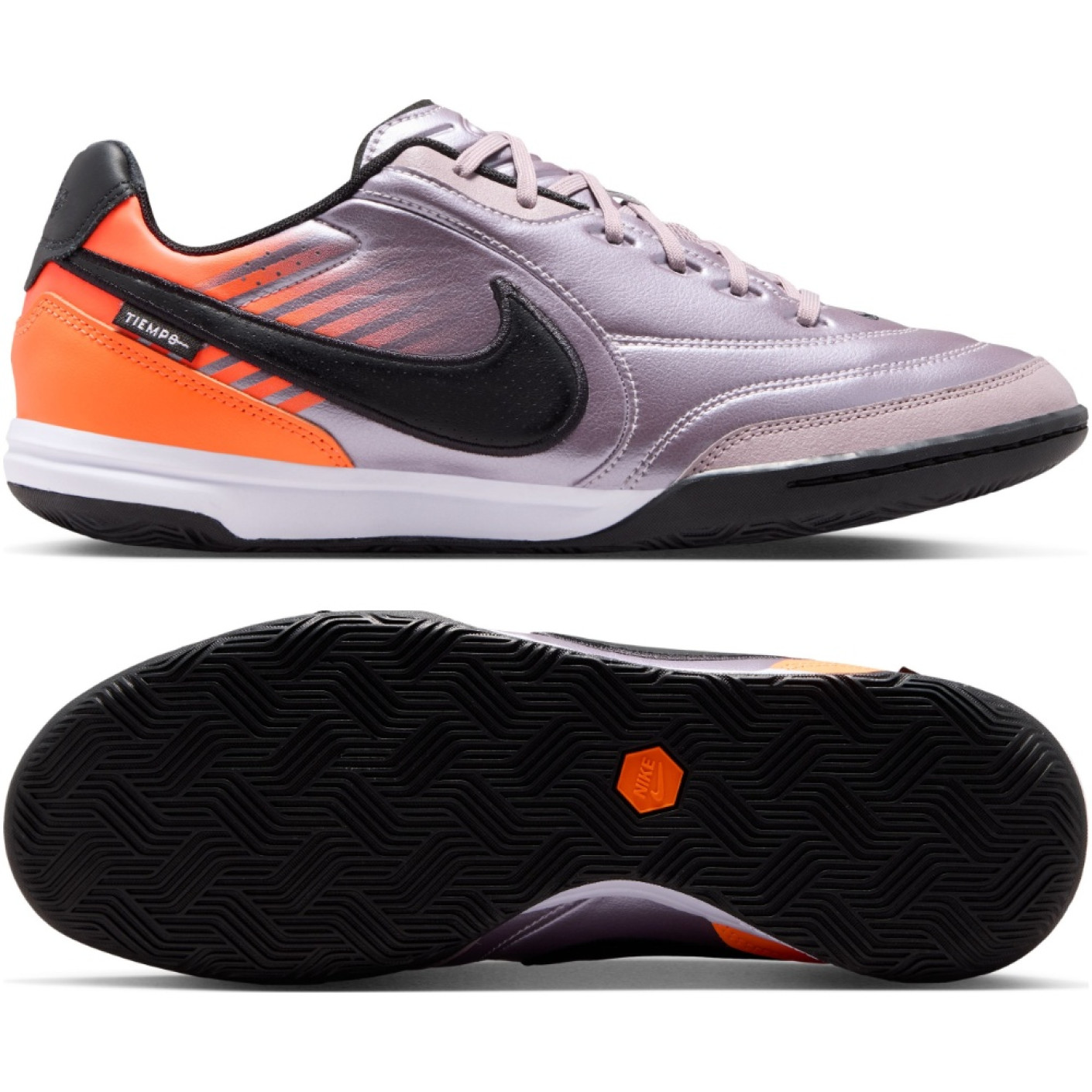 Nike Tiempo Streetgato Premium Chaussures de Foot Street Mauve Clair Noir Orange