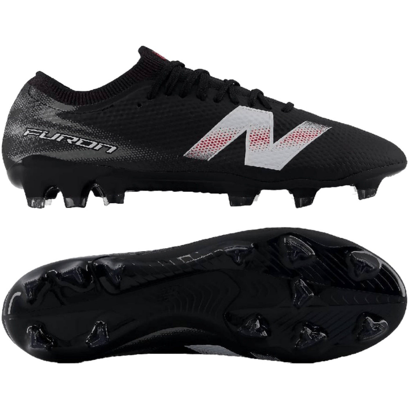 New Balance Furon V9 Pro Gazon Naturel Chaussures de Foot (FG) Noir Blanc Rouge