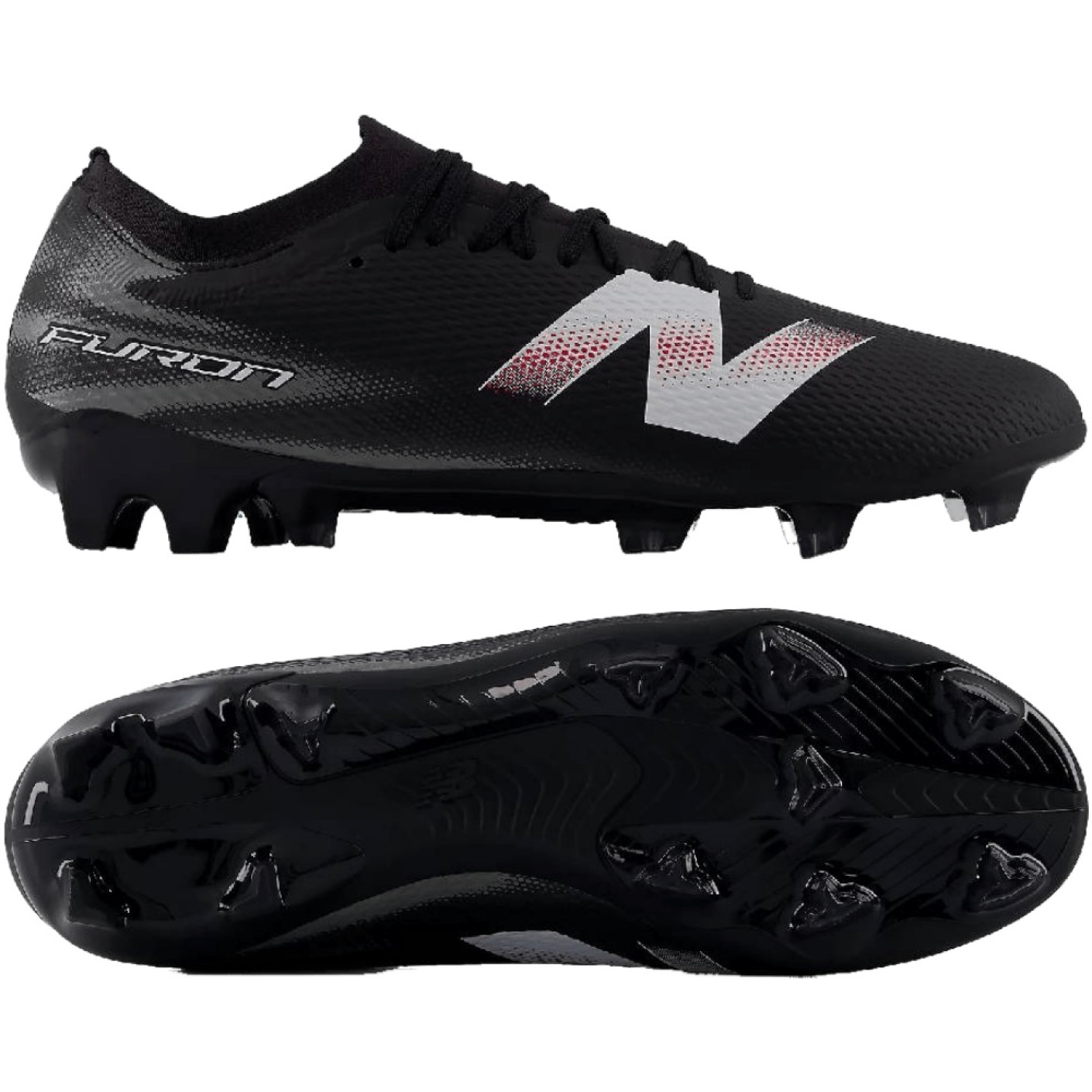New Balance Furon V9 Team Gras Voetbalschoenen (FG) Zwart Wit Rood