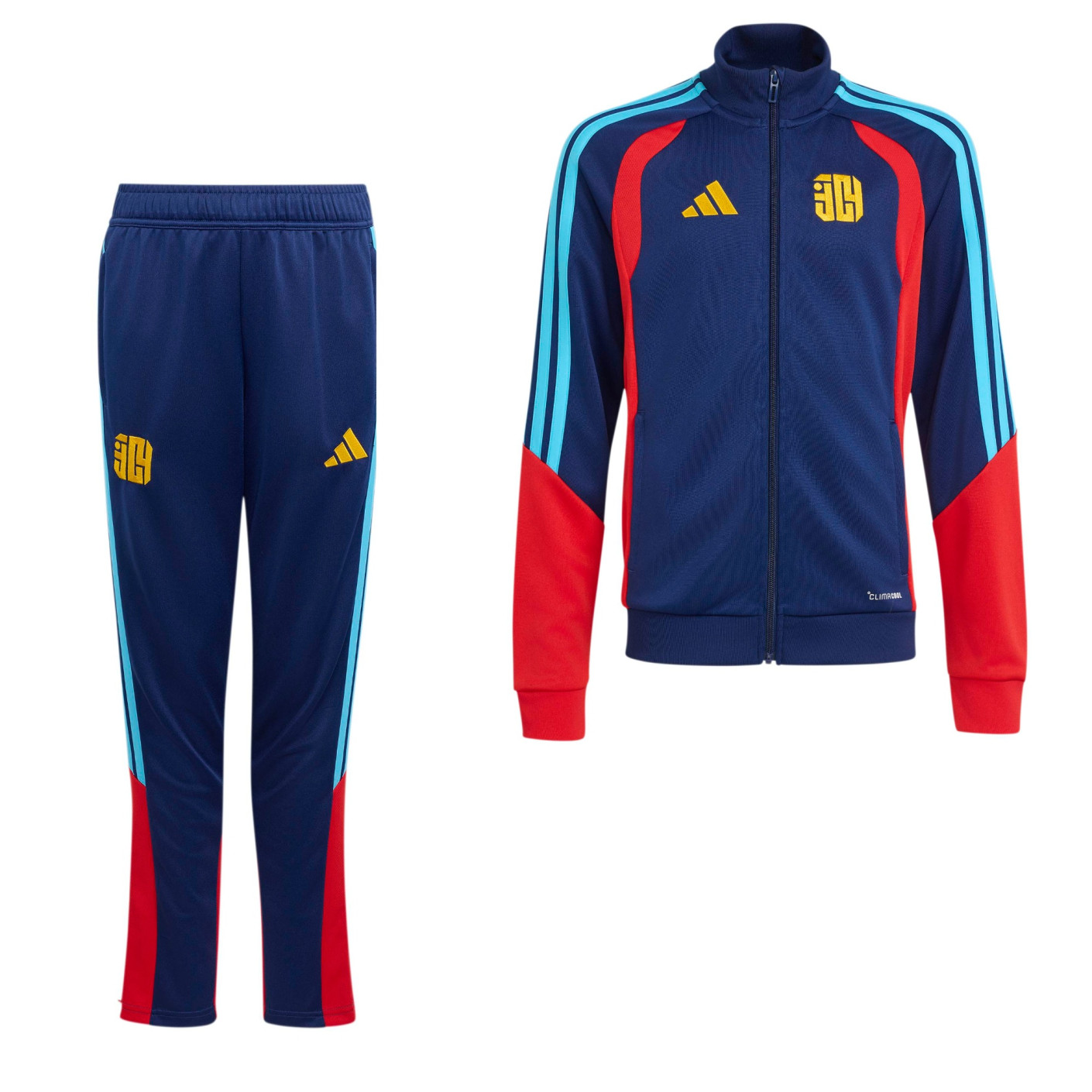 adidas Lamine Yamal Trainingspak Kids Donkerblauw Rood Blauw Oranje