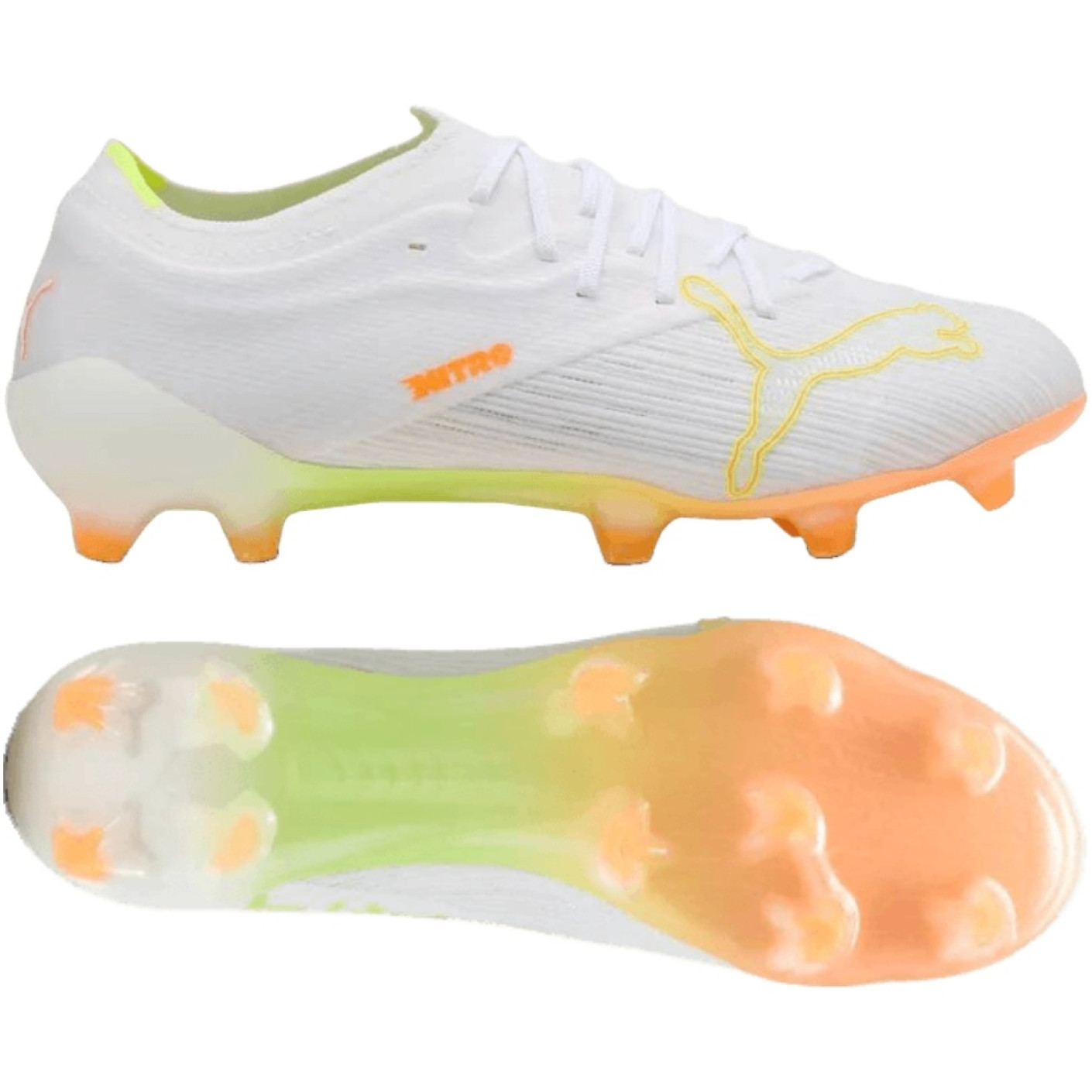 PUMA Ultra Nitro 7 Pro Gras Voetbalschoenen (FG) Wit Geel Oranje