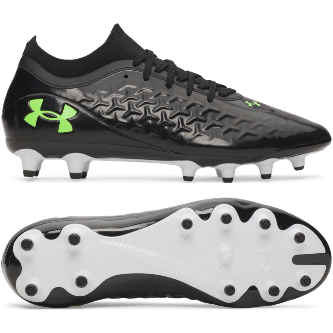 Under Armour Magnetico Pro 6 Gras Voetbalschoenen (FG) Zwart Metallic Black Neongroen