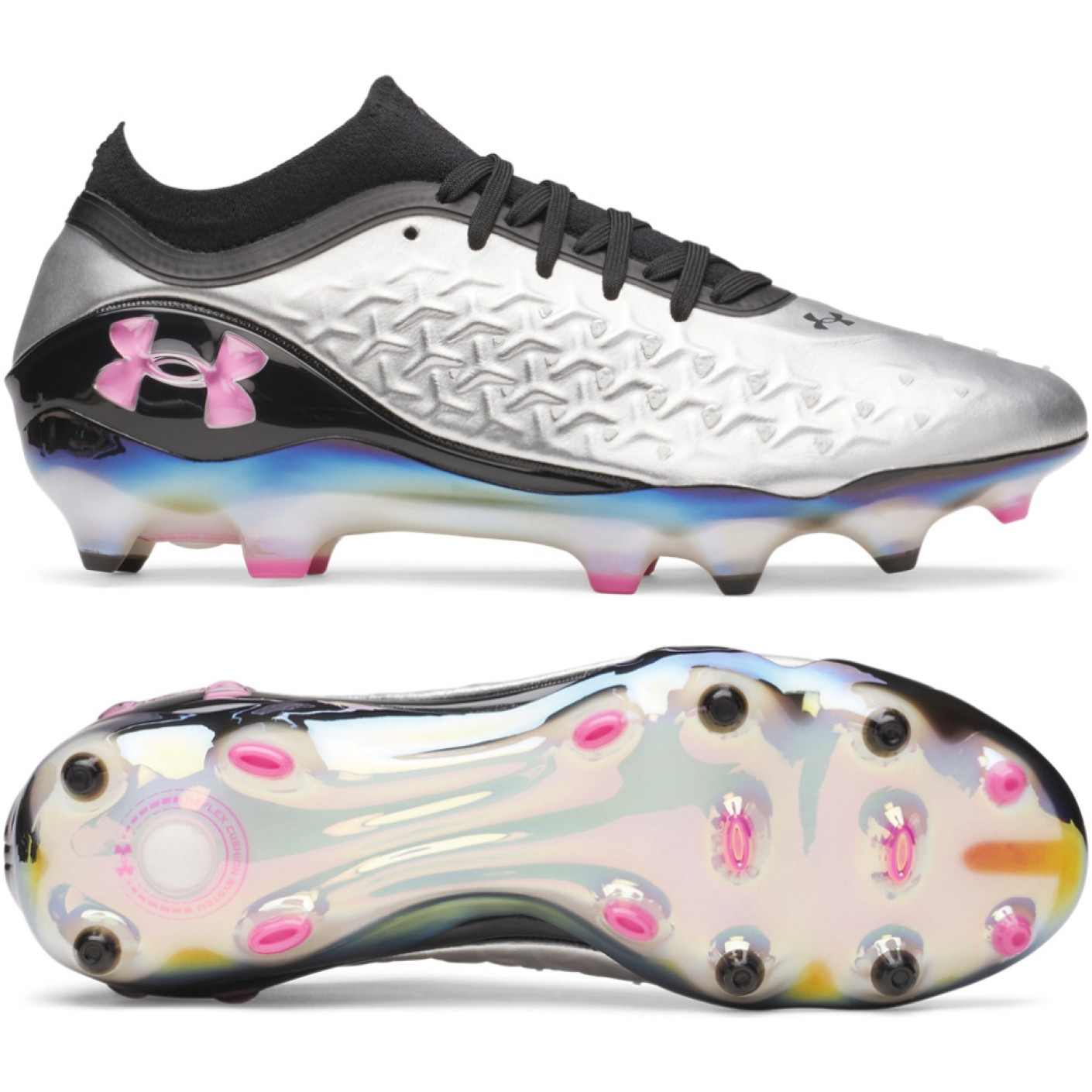 Under Armour Magnetico Elite 6 RCS Gras Voetbalschoenen (FG) Zwart Metallic Silver Felroze