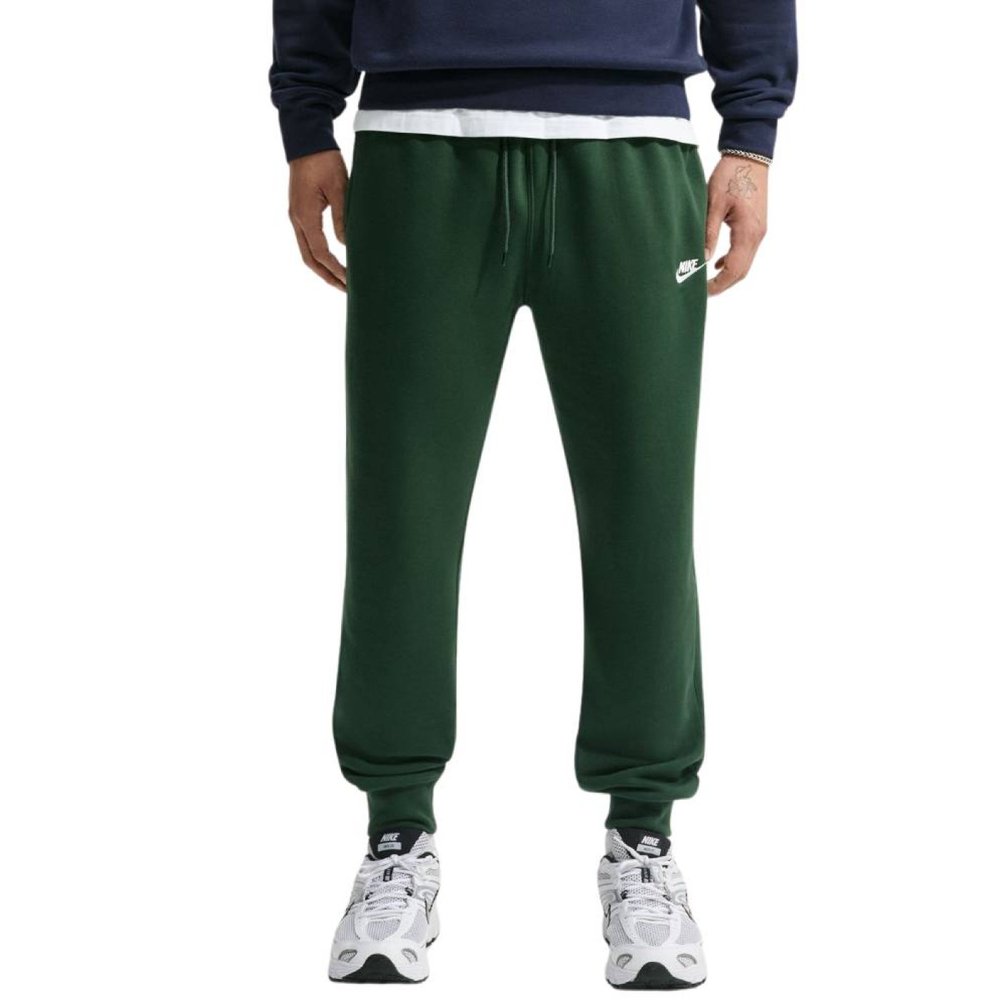 Pantalon de survêtement en polaire Nike Sportswear Club vert foncé et blanc