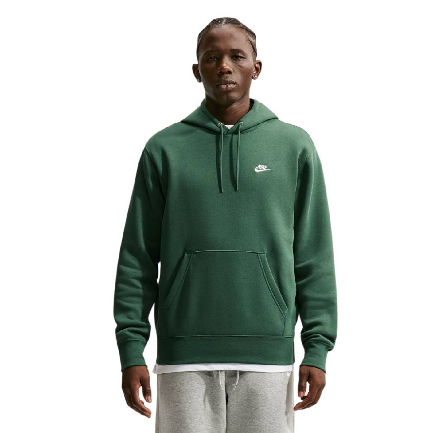 Sweat à capuche polaire Nike Sportswear Club vert foncé blanc