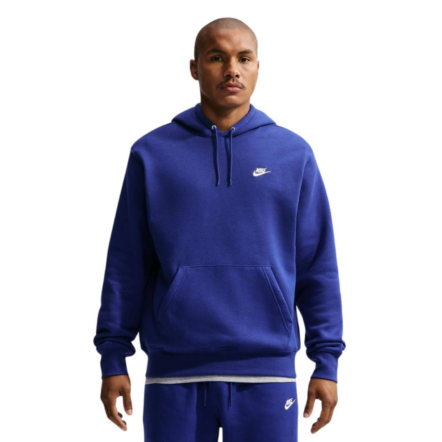 Sweat à capuche polaire Nike Sportswear Club bleu foncé blanc
