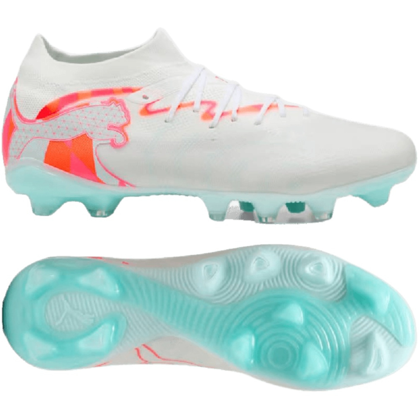 PUMA Future 9 Match Brilliance Gras / Kunstgras Voetbalschoenen (MG) Dames Wit Feloranje Roze Lichtblauw