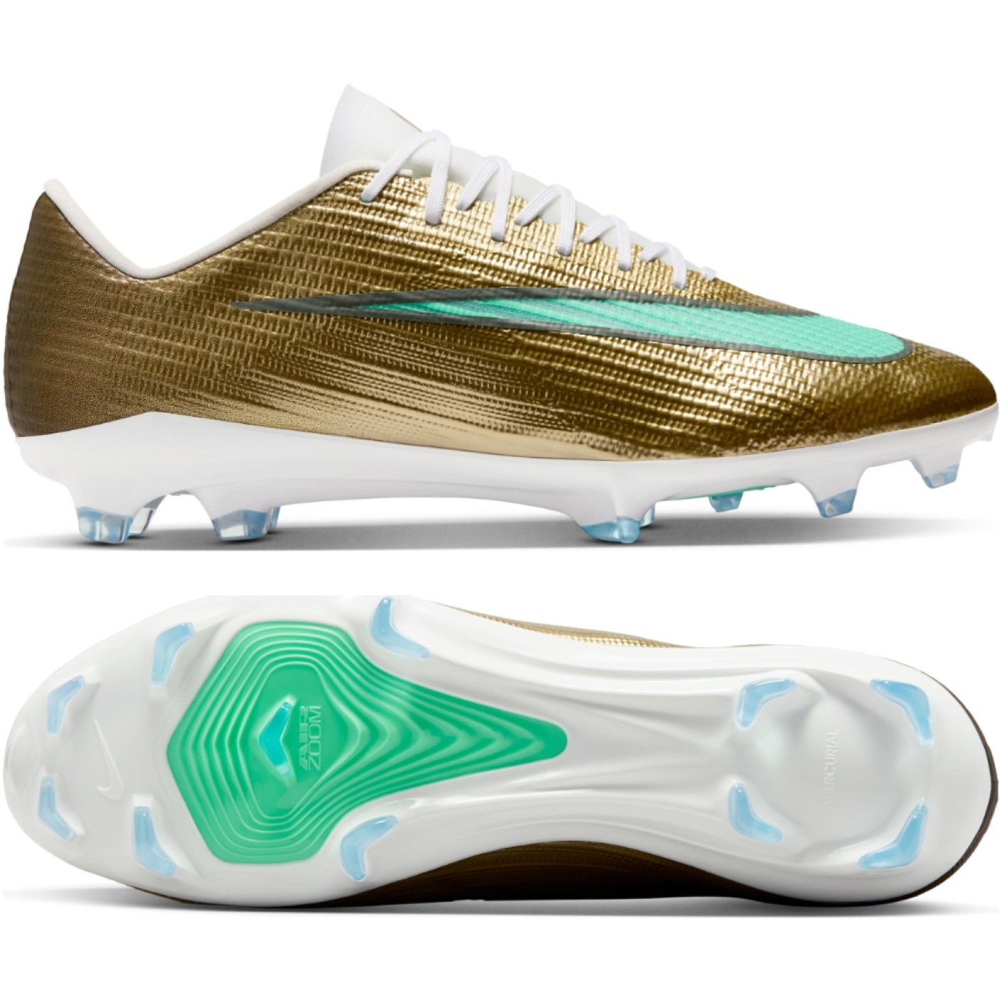 Nike Zoom Mercurial Superfly 11 Pro Gazon Naturel Chaussures de Foot (FG) Doré Vert Blanc