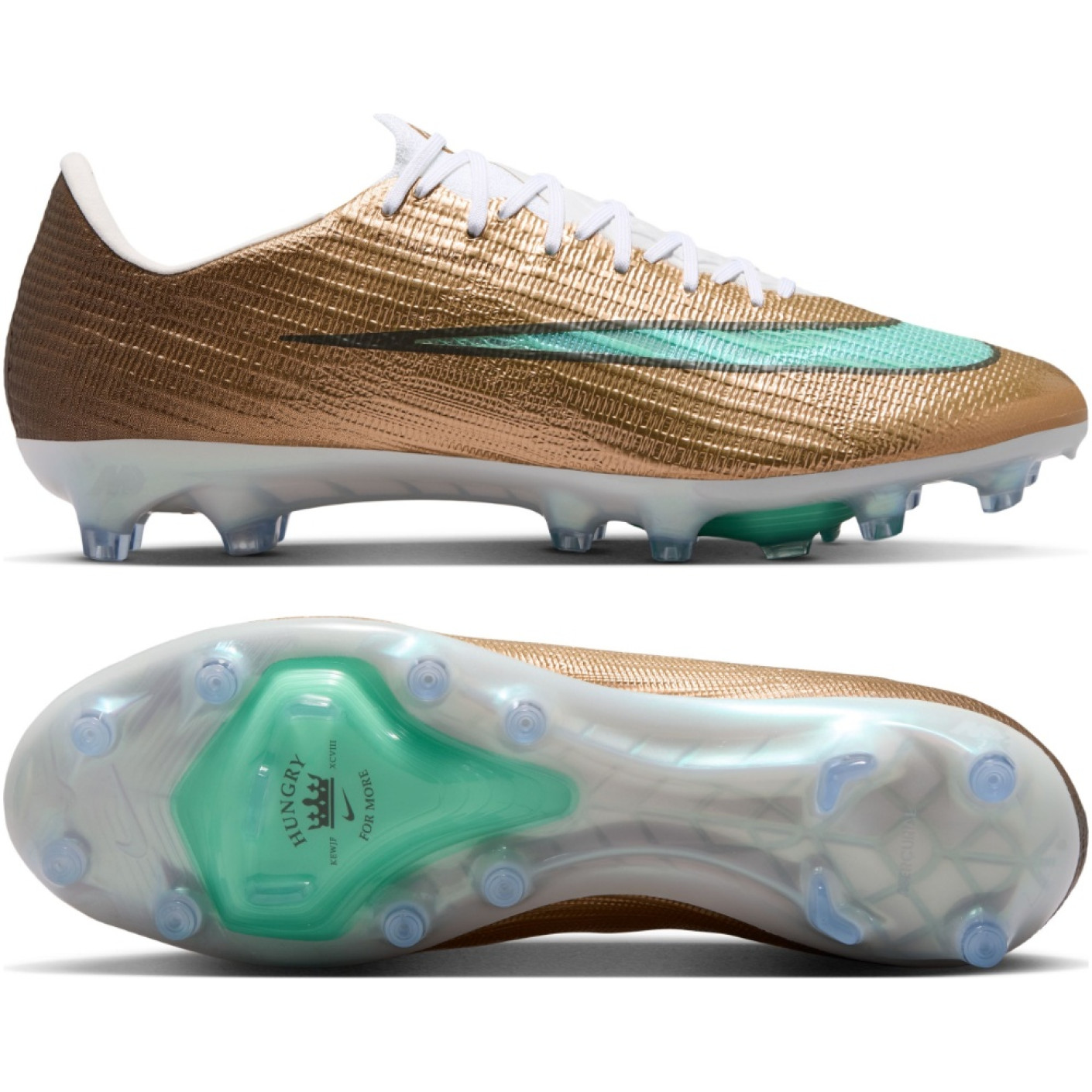 Nike Zoom Mercurial Superfly 11 Mbappé Elite Gazon Artificiel Chaussures de Foot (AG) Doré Vert Blanc
