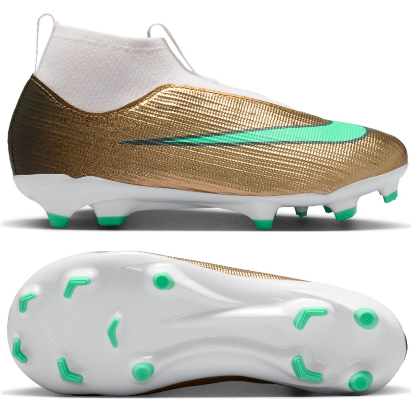 Nike Zoom Mercurial Superfly 11 Academy Gazon Naturel Artificiel Chaussures de Foot (MG) Tout-Petits Doré Vert Blanc