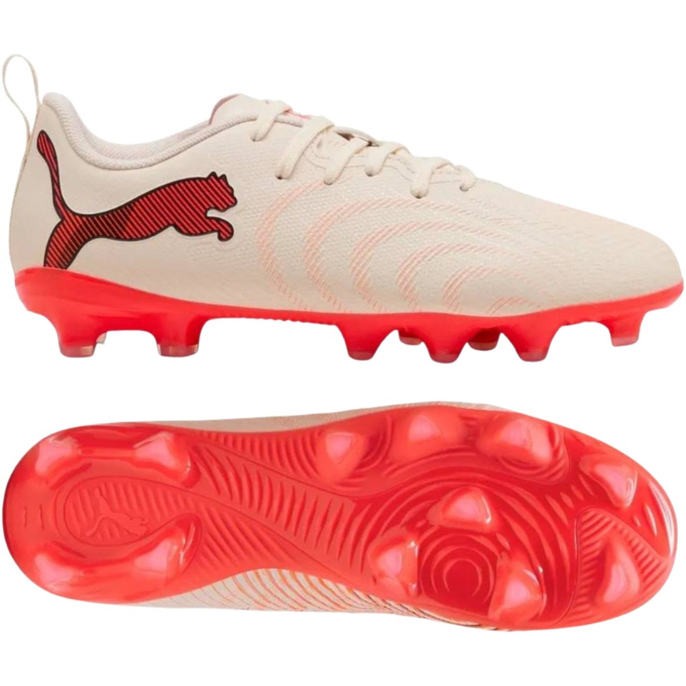 PUMA Future 9 Play Gazon Naturel / Artificiel Chaussures de Foot (MG) Enfants Blanc Cassé Noir Rose
