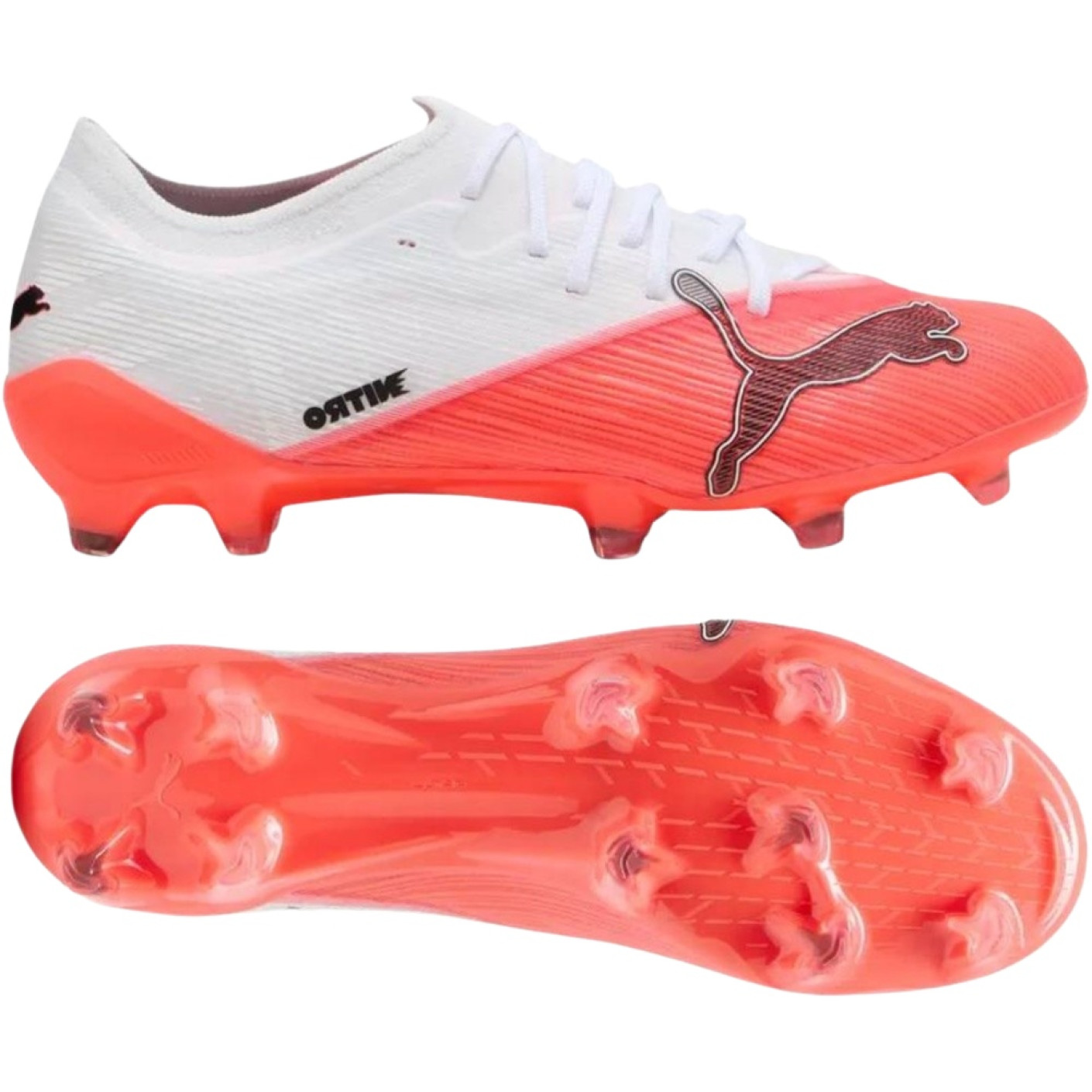 PUMA Ultra Nitro 7 Pro Gazon Naturel Chaussures de Foot (FG) Blanc Rouge Vif Noir
