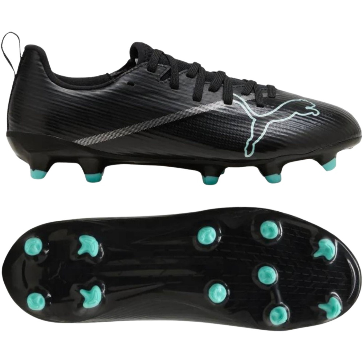 PUMA Ultra 7 Match Gazon Naturel Artificiel Chaussures de Foot (MG) Enfants Noir Intense Mint