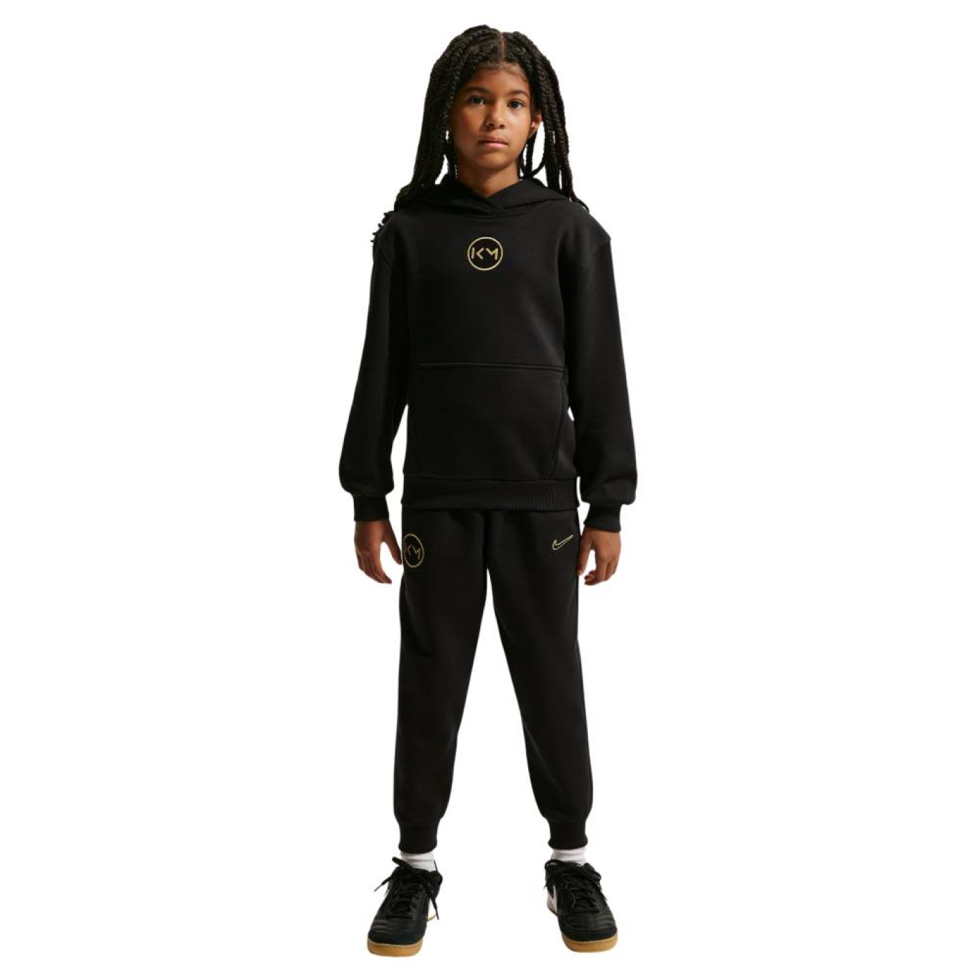 Nike Kylian Mbappé Club Fleece Trainingspak Hooded Kids Zwart Goud