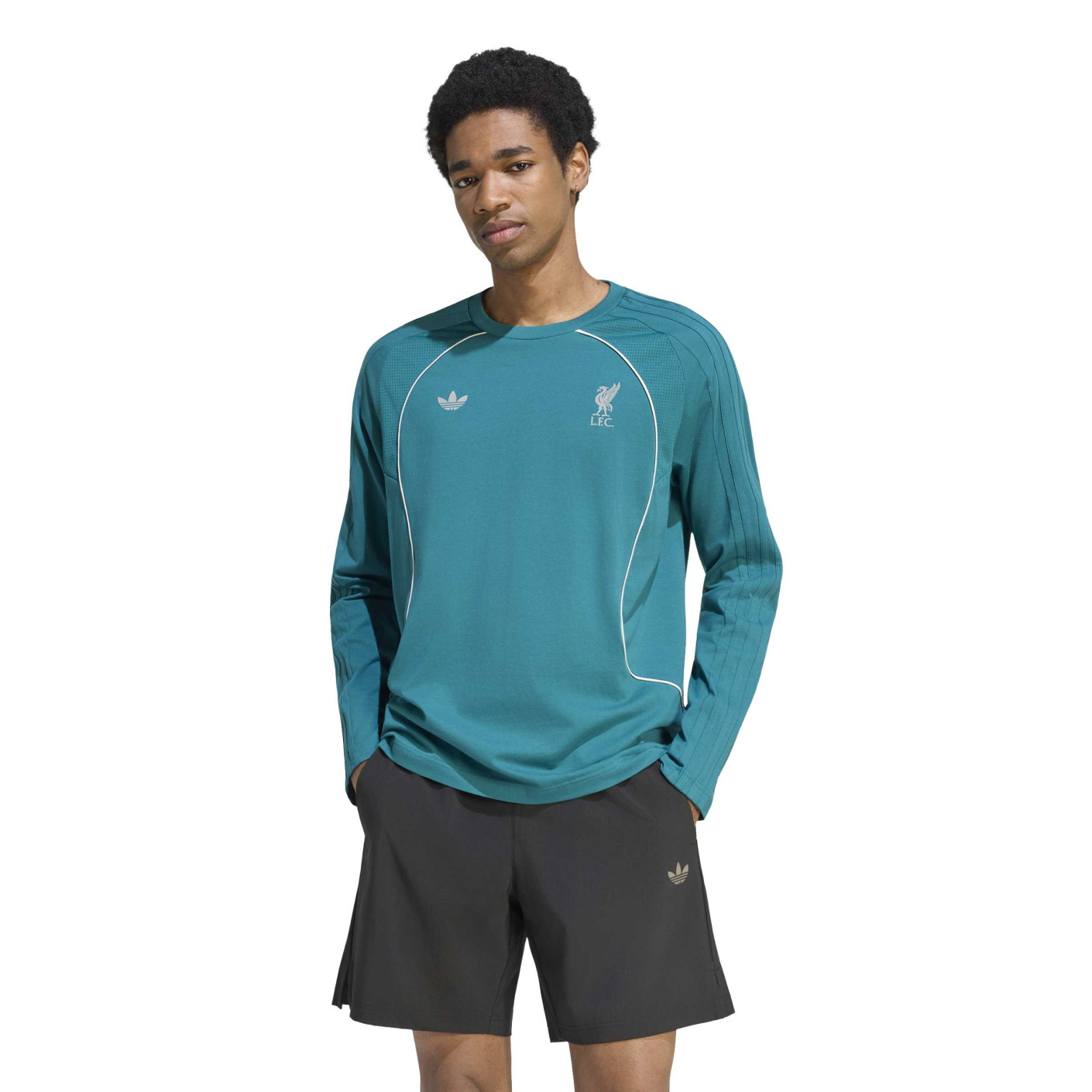 T-shirt à manches longues adidas Liverpool Originals blanc turquoise