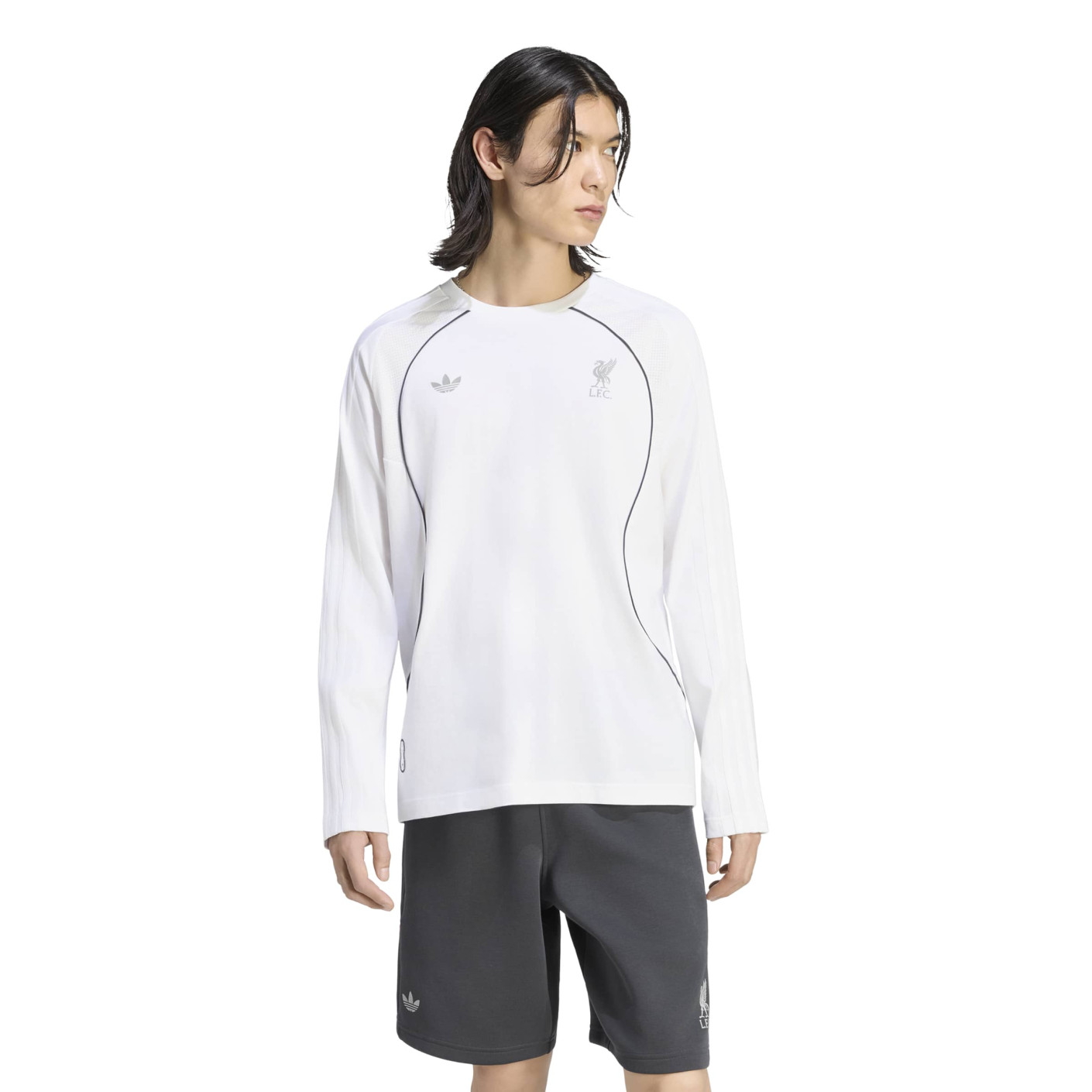 adidas Liverpool Originals T-Shirt Lange Mouwen Wit Zilver Zwart