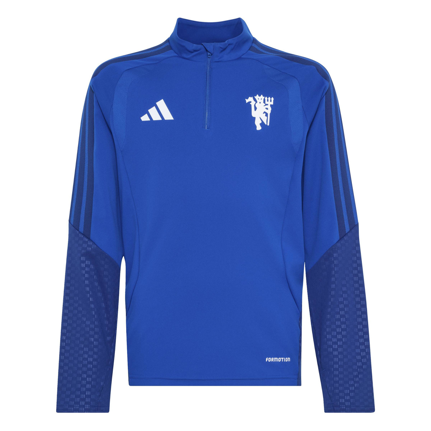 Maillot d'entraînement européen adidas Manchester United 1/4-Zip 2026-2027 pour Enfants, bleu foncé et blanc