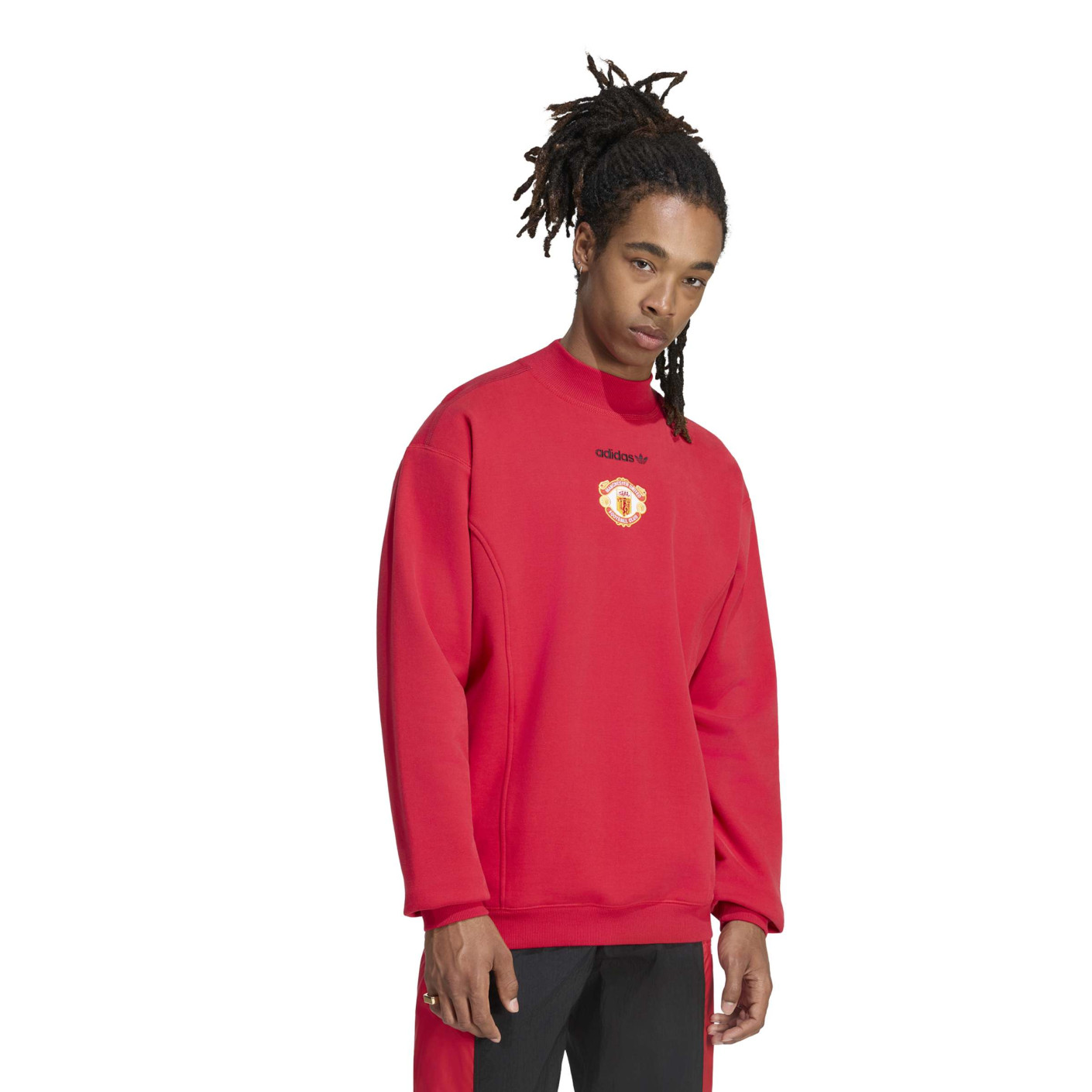 Pull adidas Manchester United EQT Crew rouge noir blanc