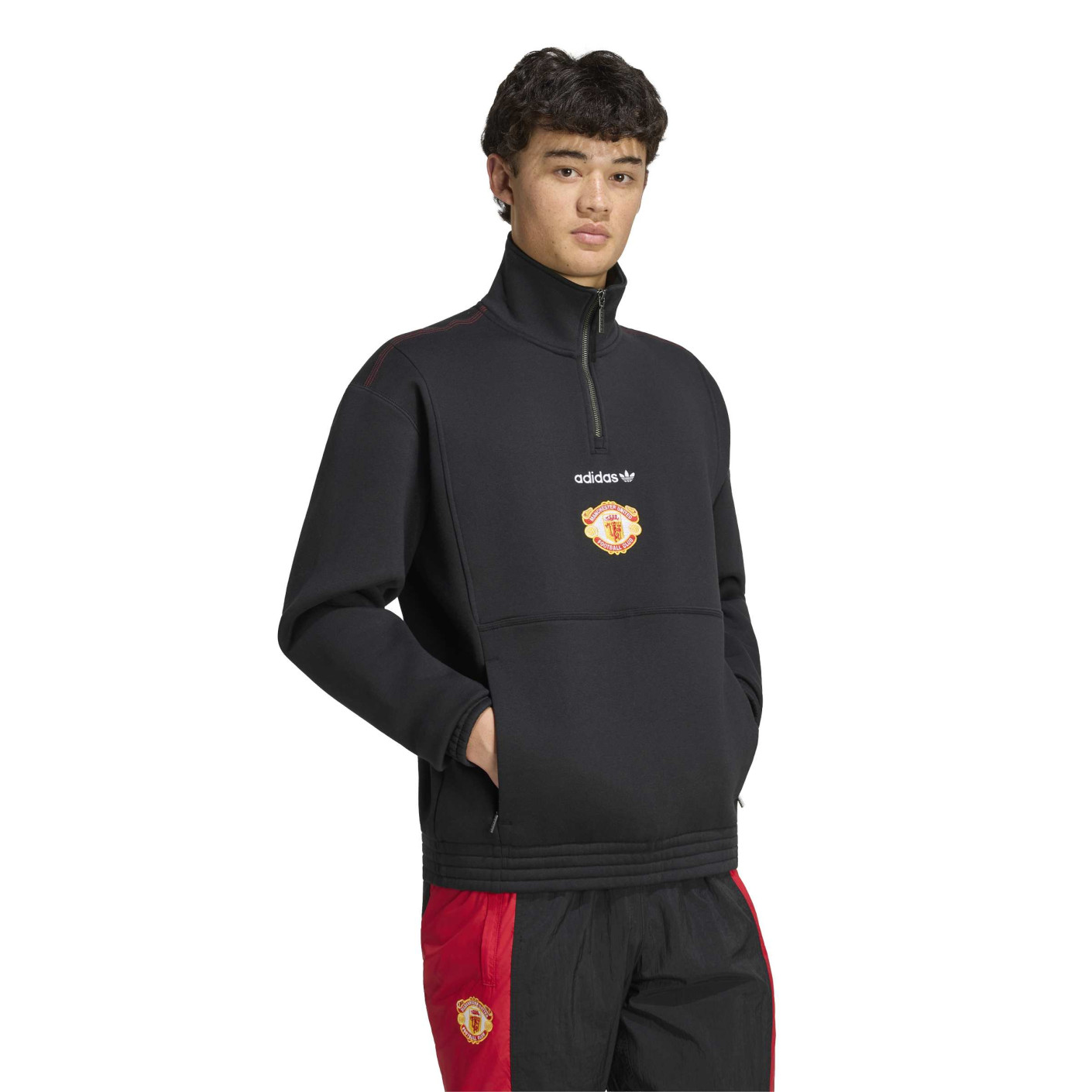adidas Manchester United EQT Trainingstrui 1/4-Zip Zwart Rood Wit
