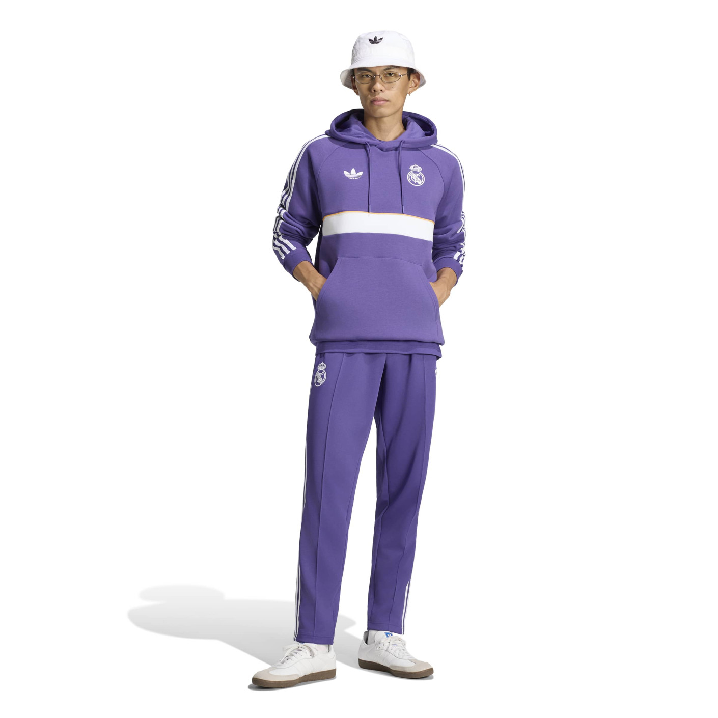 Survêtement adidas Real Madrid Originals à capuche violet, blanc, orange