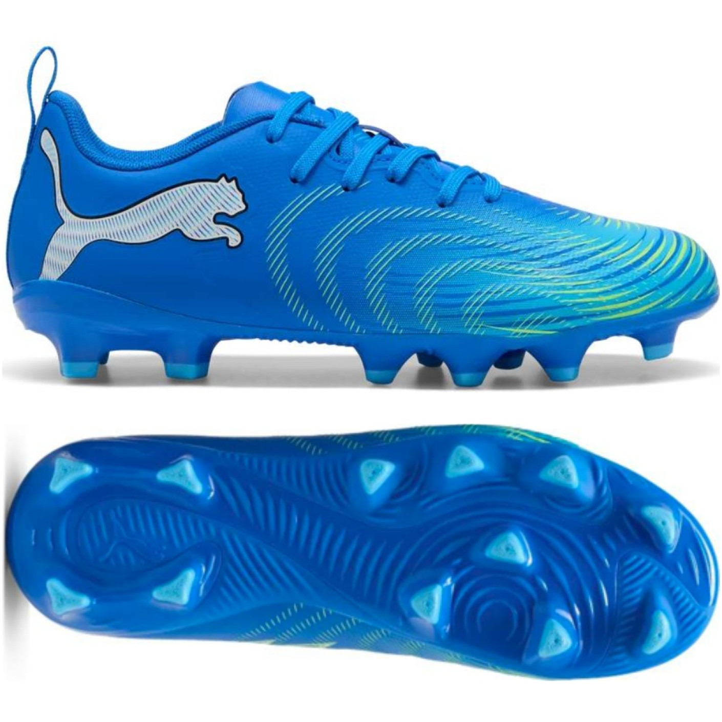 PUMA Future 9 Play Gazon Naturel / Artificiel Chaussures de Foot (MG) Enfants Bleu Bleu Lumineux Lime