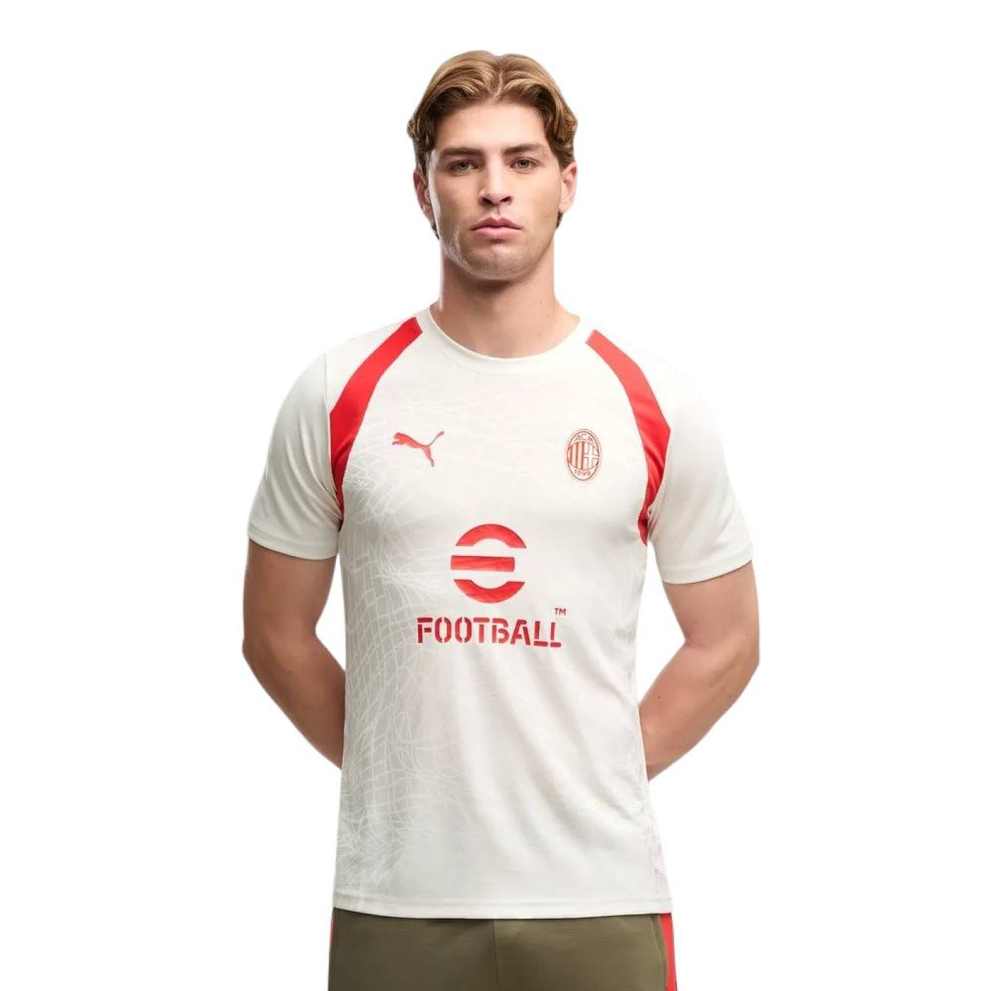 Maillot d'entraînement PUMA AC Milan 2026-2027 gris clair rouge