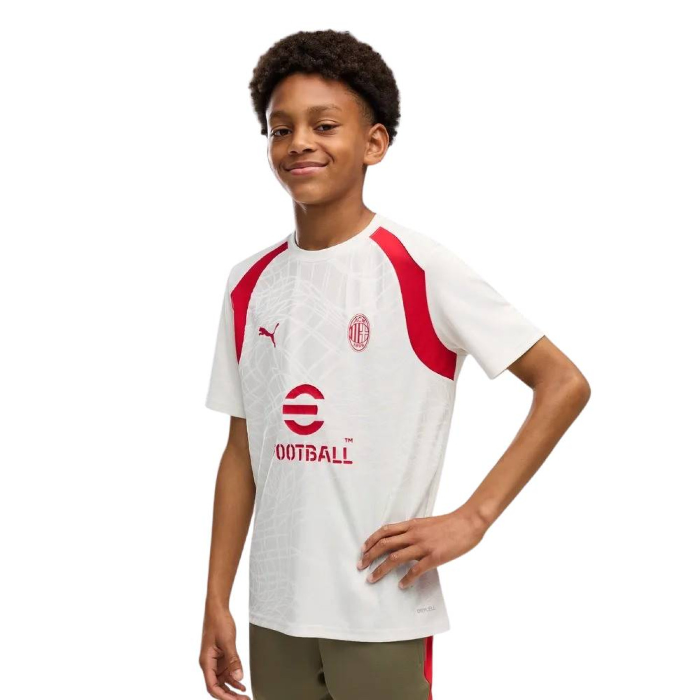 Chemise d'entraînement PUMA AC Milan 2026-2027 pour Enfants gris clair rouge