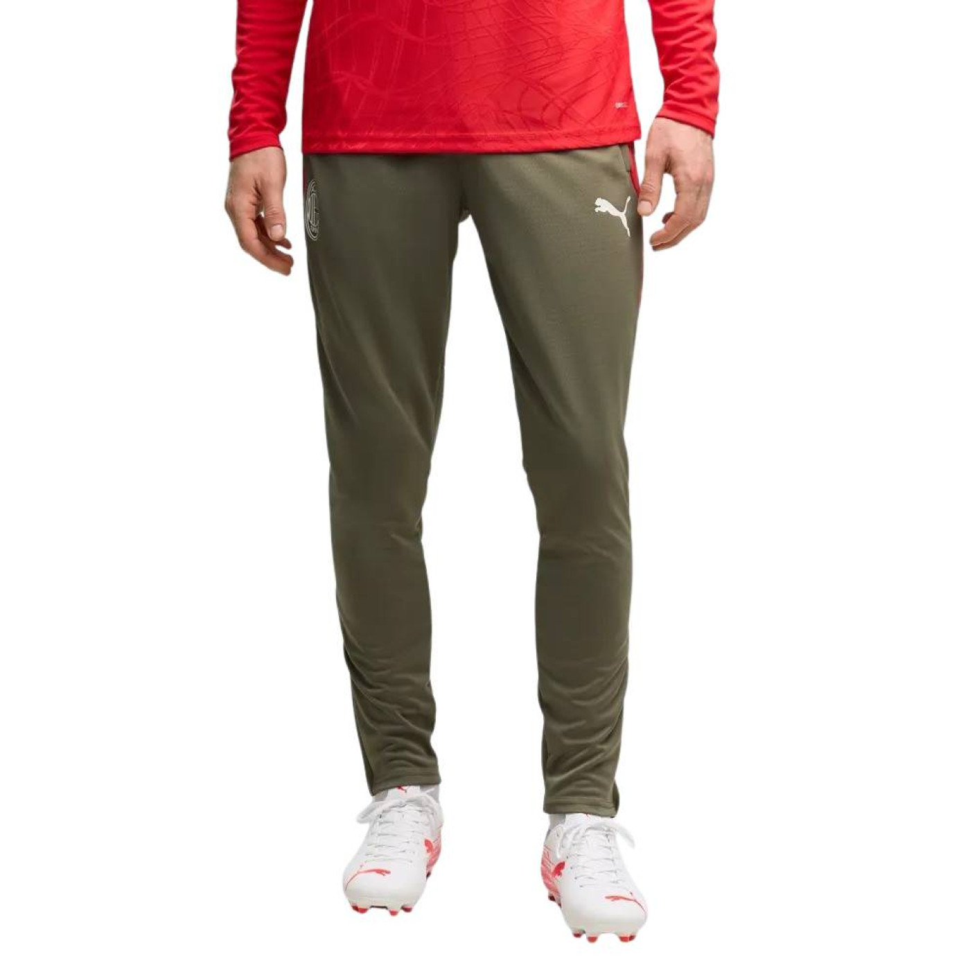 Pantalon d'entraînement PUMA AC Milan 2026-2027 vert foncé rouge blanc