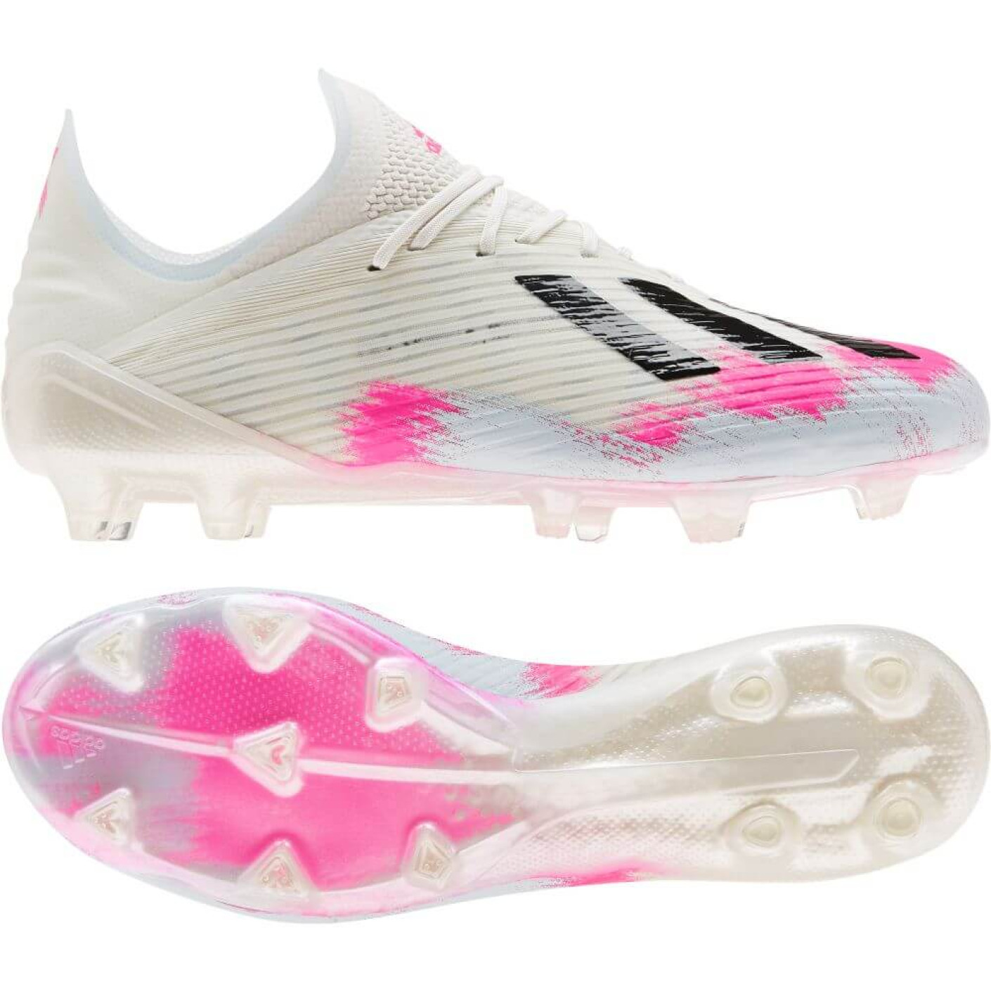 adidas X 19.1 Gras Voetbalschoenen (FG) Wit Zwart Roze - Voetbalshop.be