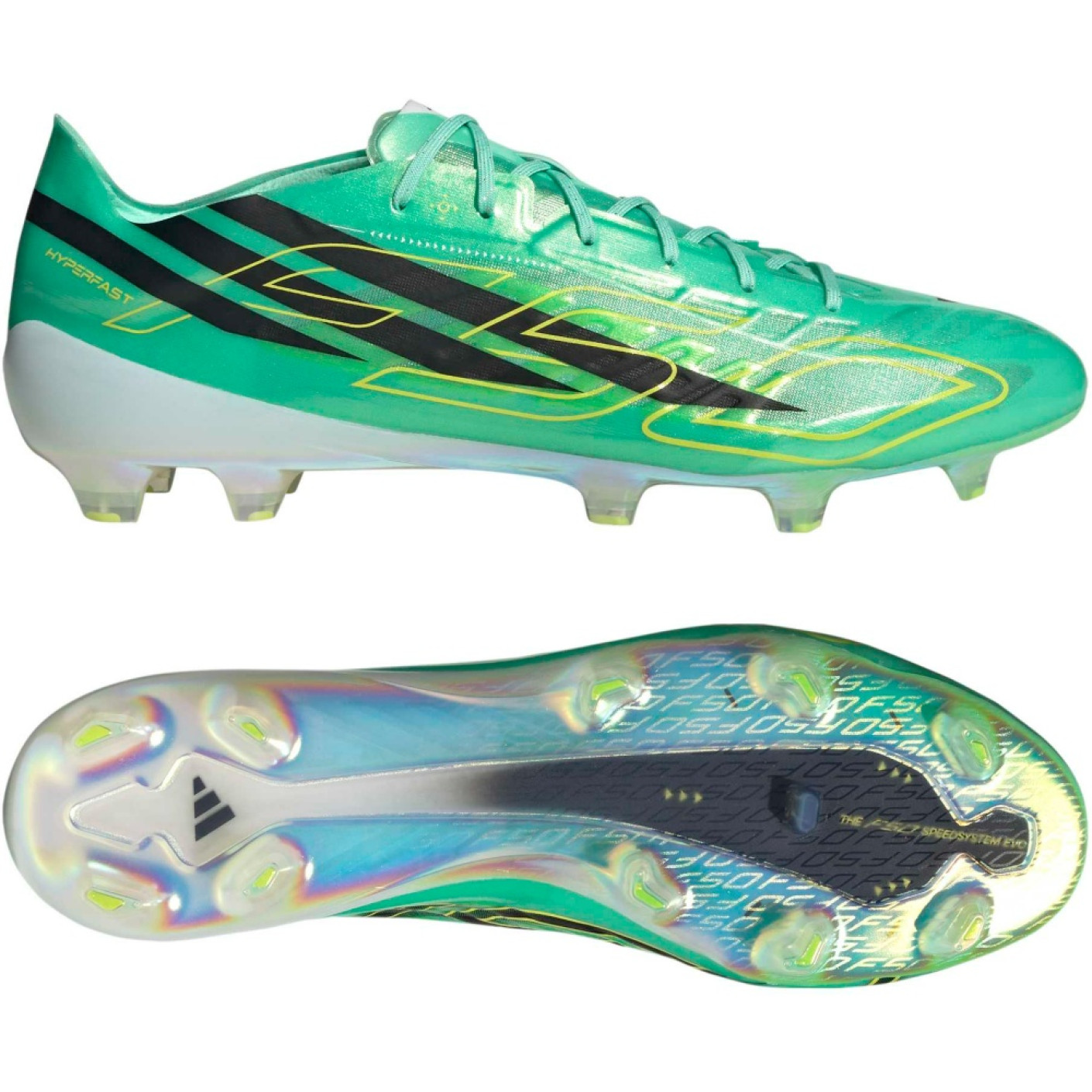 adidas F50 Hyperfast EVO Gras Voetbalschoenen (FG) Mintgroen Zwart Wit