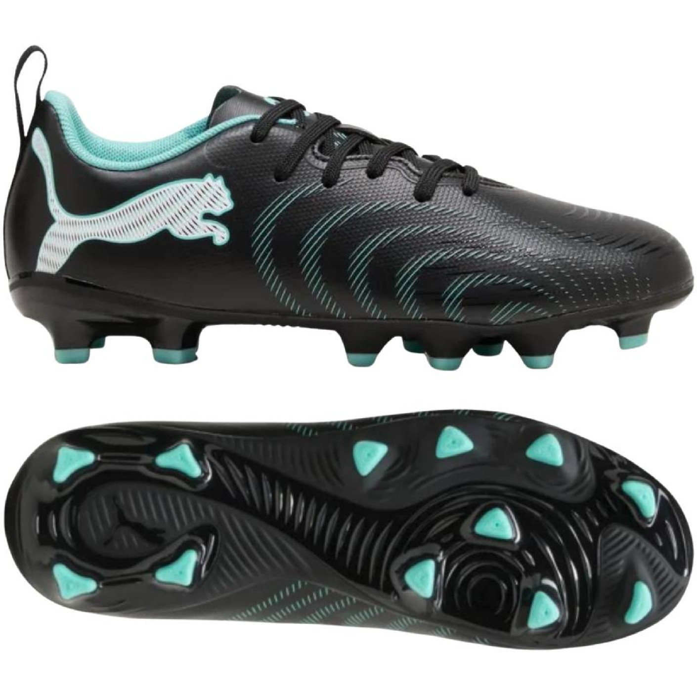 PUMA Future 9 Play Gazon Naturel / Artificiel Chaussures de Foot (MG) Enfants Noir Intense Mint Blanc