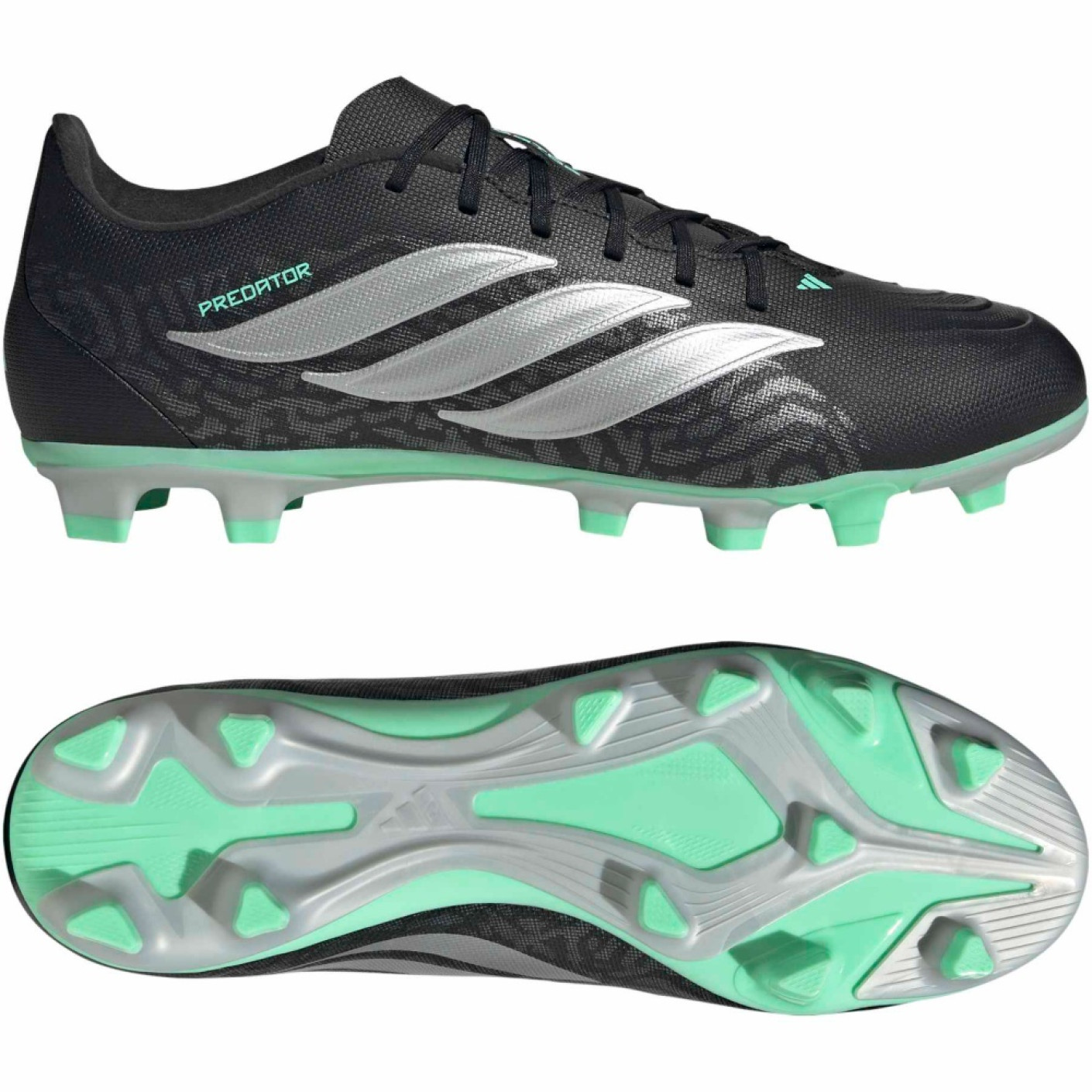 adidas Predator Club Gras / Kunstgras Voetbalschoenen (MG) Zwart Zilver Mintgroen