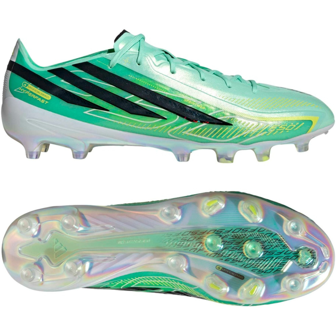 adidas F50 Hyperfast Elite Kunstgras Voetbalschoenen (AG) Mintgroen Zwart Wit